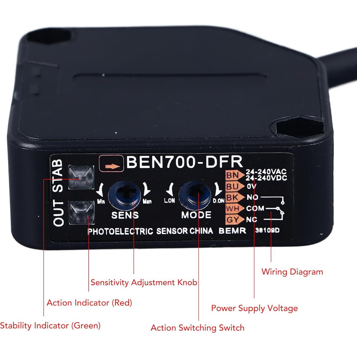 Interruptor Fotoeléctrico BEN700-DFR 24-240V 70cm Detección
