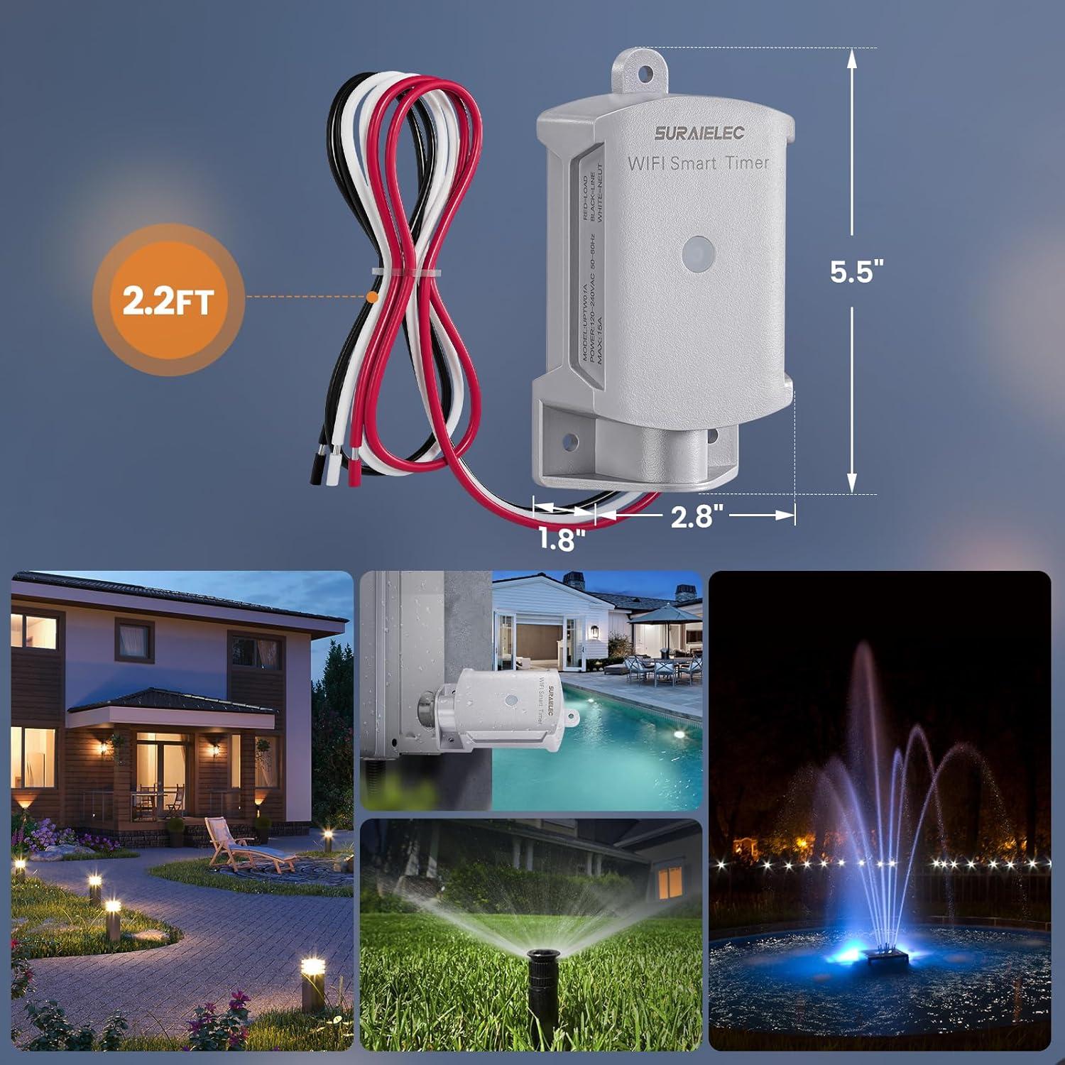 Temporizador Inteligente WiFi SURAIELEC 15A 120V Impermeable