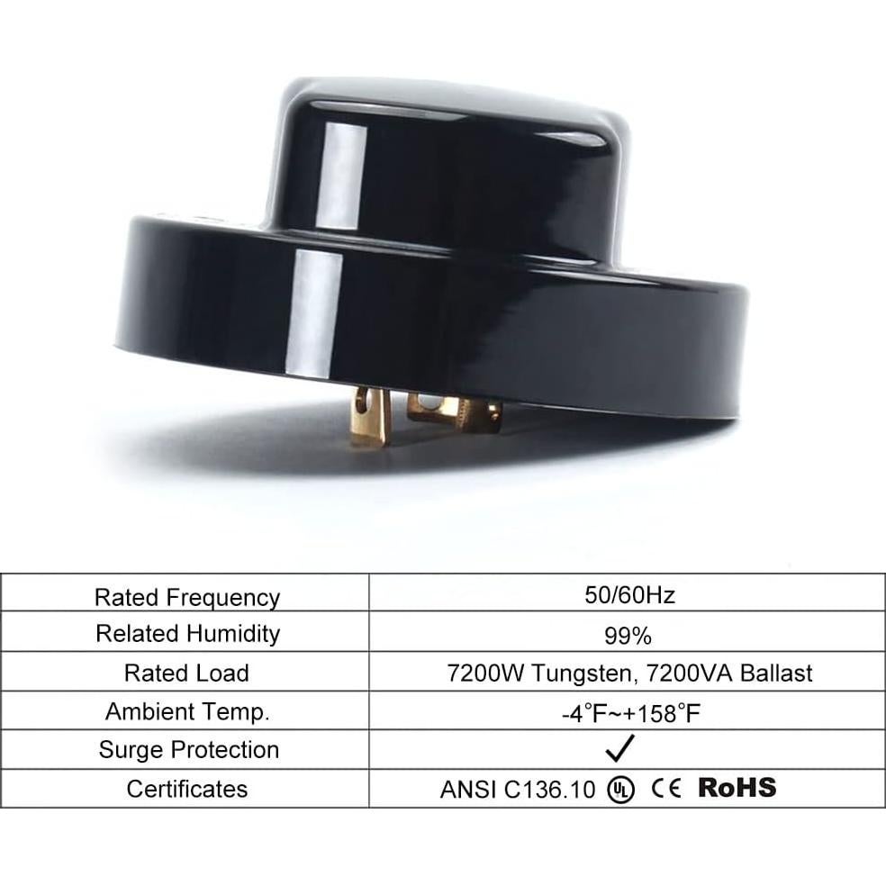 Tapa de Fotocélula LIPU LP-208 Negro 1 Paquete 7200W