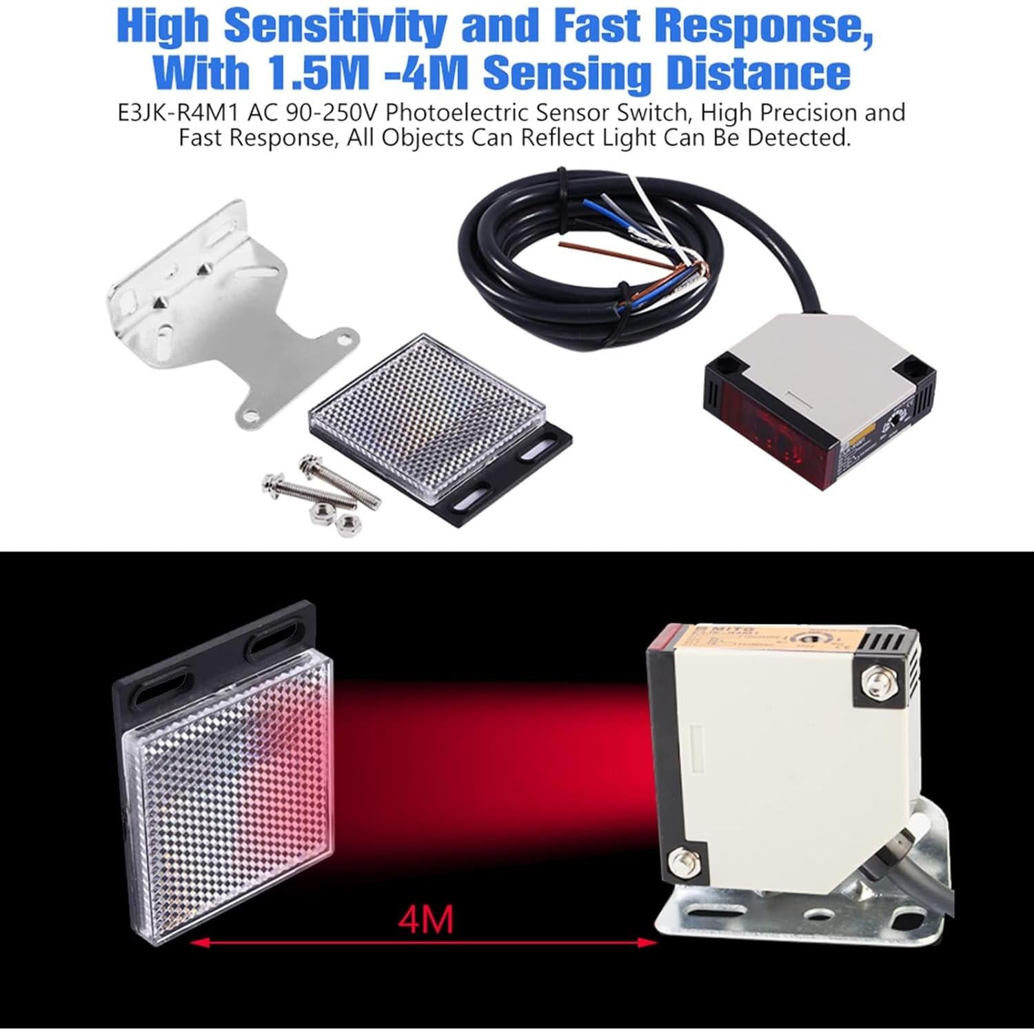 Interruptor Fotoeléctrico AUNMAS E3JK-R4M1 AC 90-250V IP65