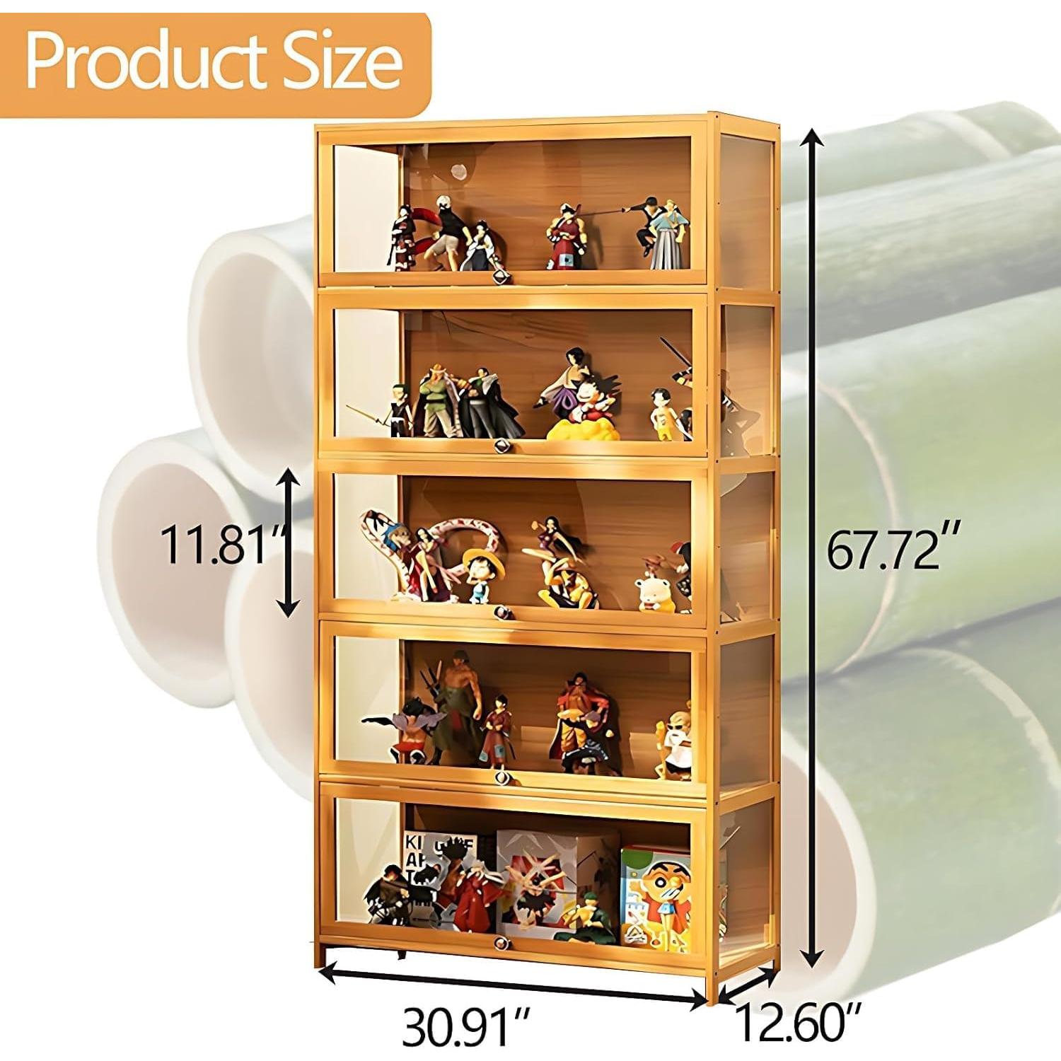 Gabinete de Exhibición Curio QOEUDD 5 Niveles Bambú Acrílico