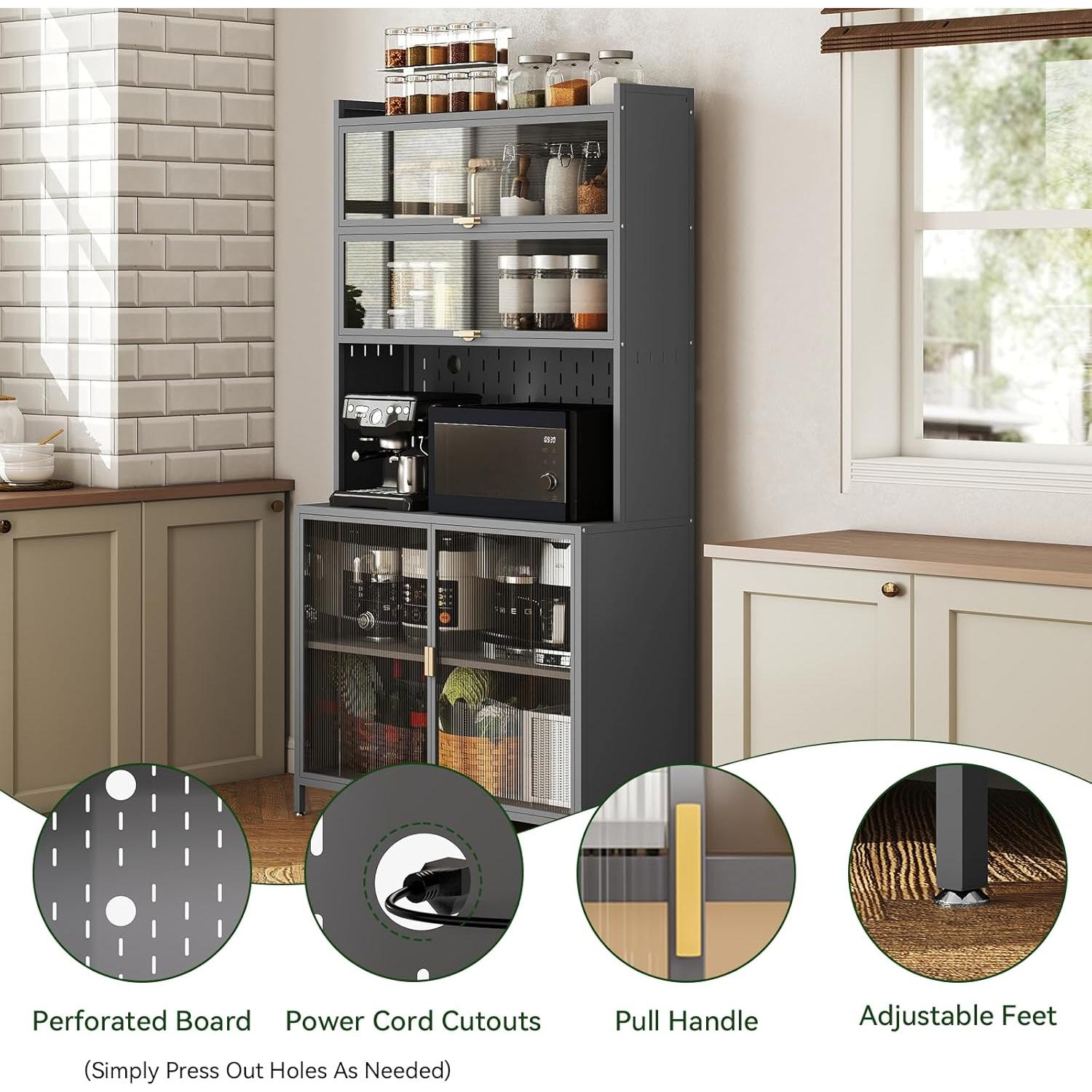 Armario de Almacenamiento de Cocina Rovibek 185 cm Gris 6 Niveles