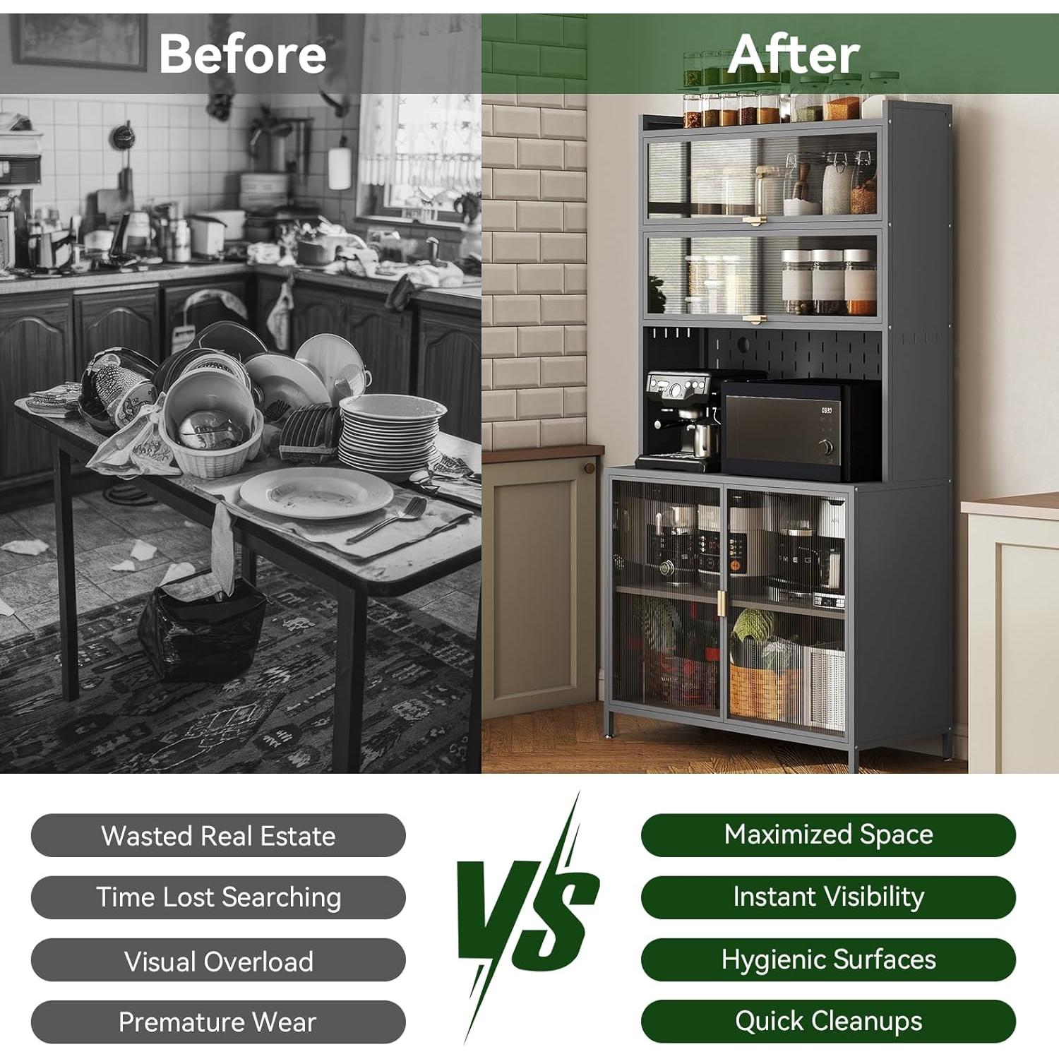 Armario de Almacenamiento de Cocina Rovibek 185 cm Gris 6 Niveles