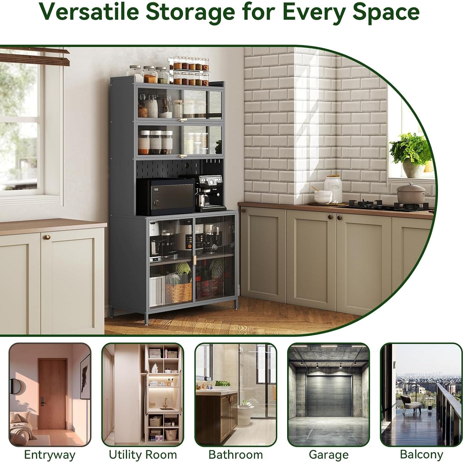 Armario de Almacenamiento de Cocina Rovibek 185 cm Gris 6 Niveles