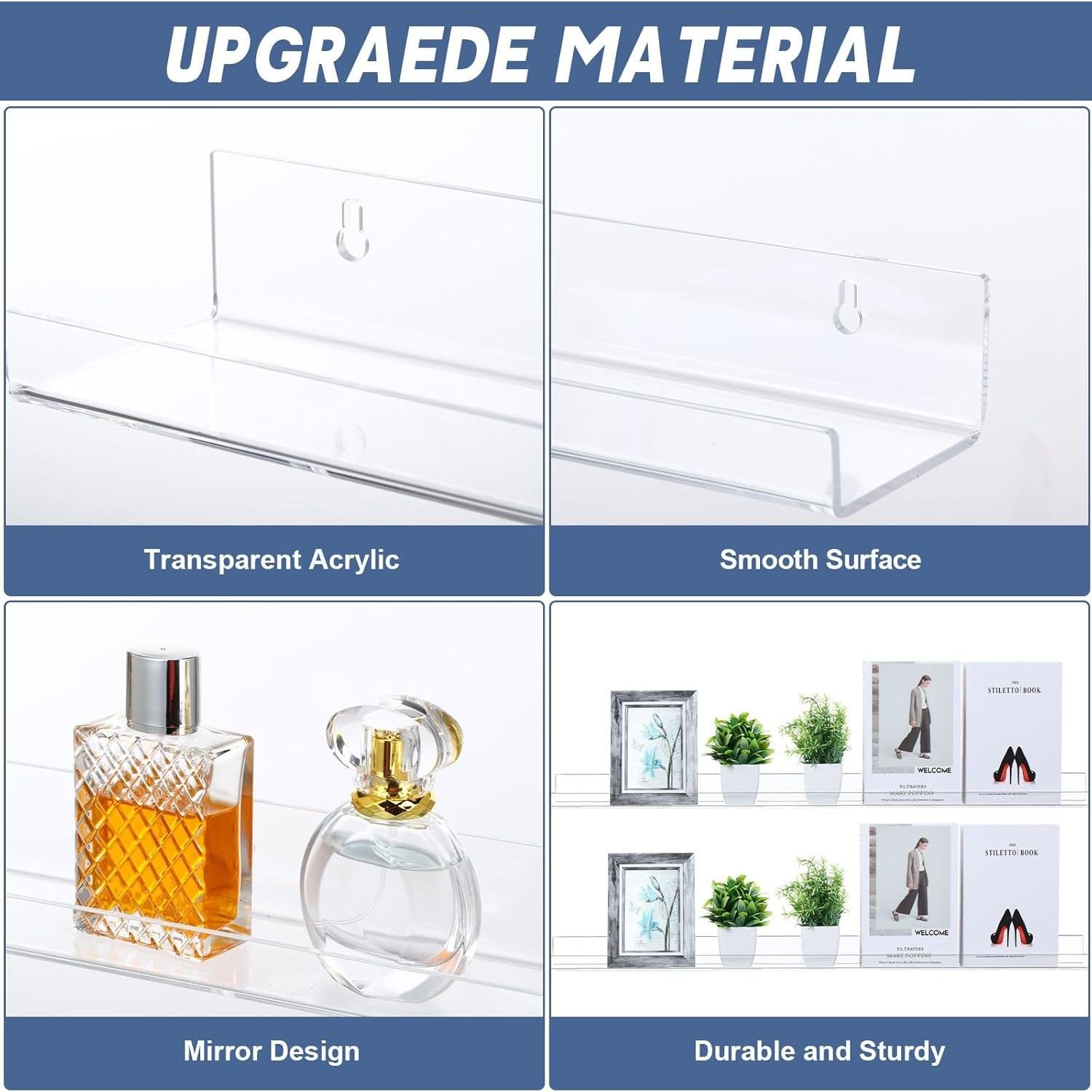 Estante Flotante Acrílico Wesiti 91.44 cm 8 Unidades Transparente