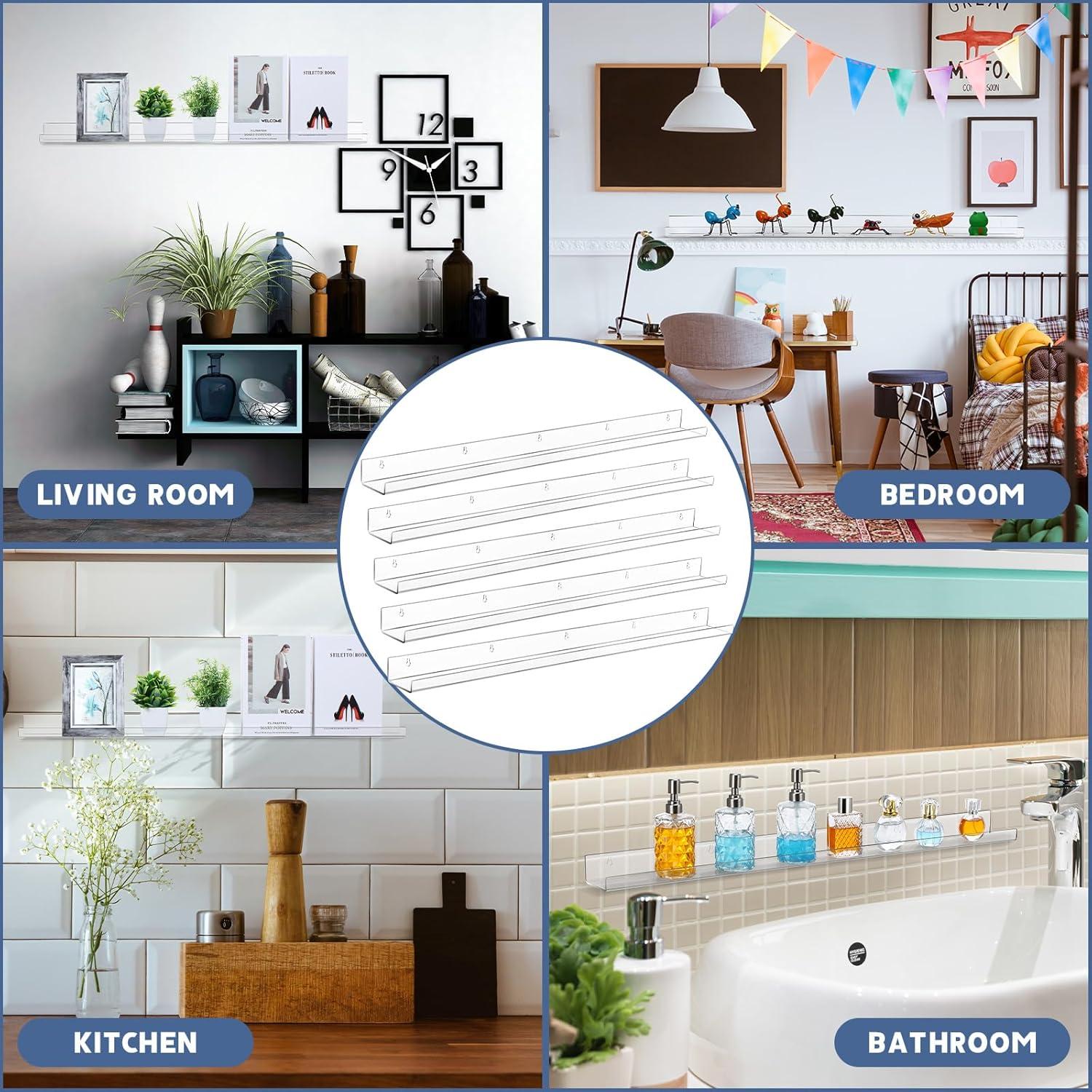 Estante Flotante Acrílico Wesiti 91.44 cm 8 Unidades Transparente