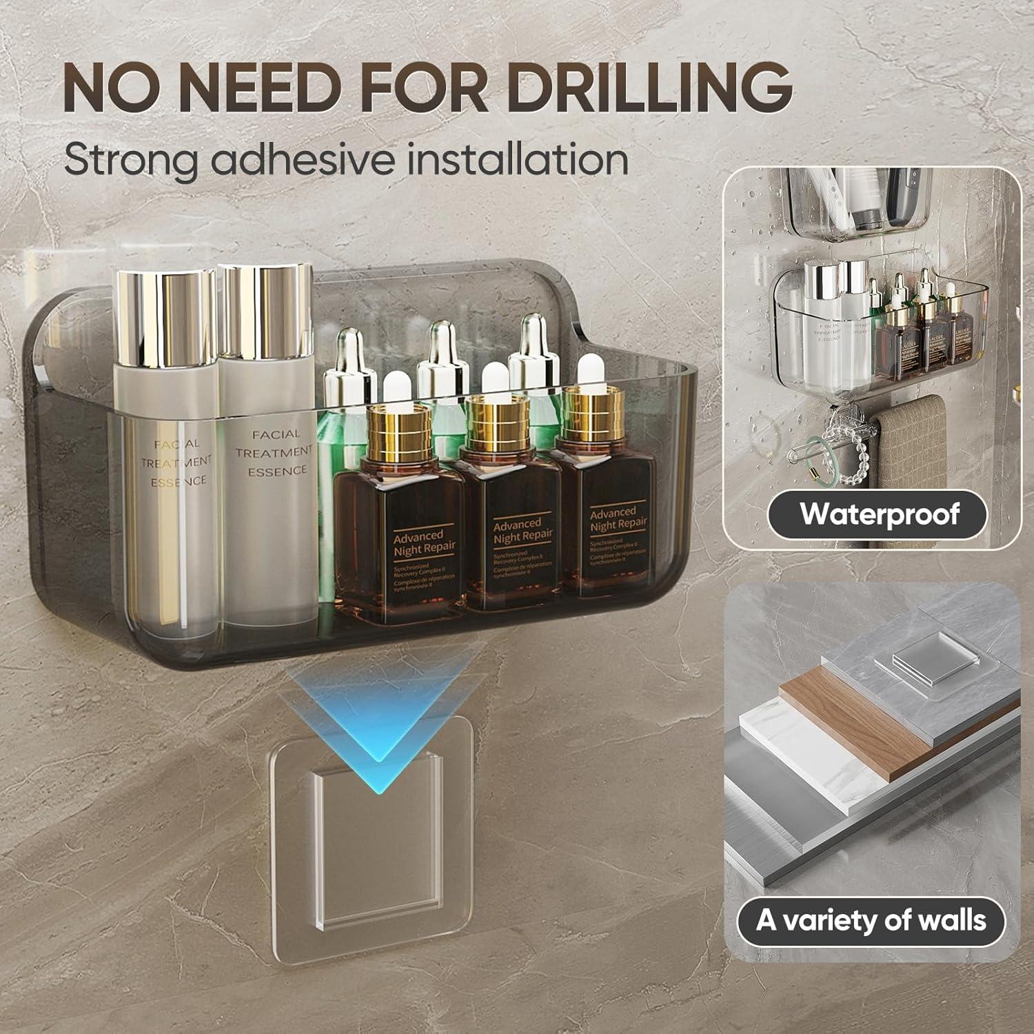 Caddy de Ducha Plaitaoai Acrílico Gris Organizador 6 Piezas