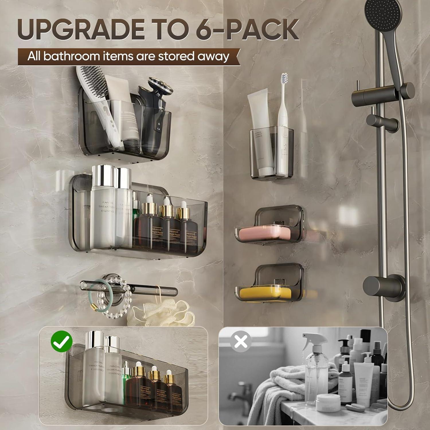 Caddy de Ducha Plaitaoai Acrílico Gris Organizador 6 Piezas