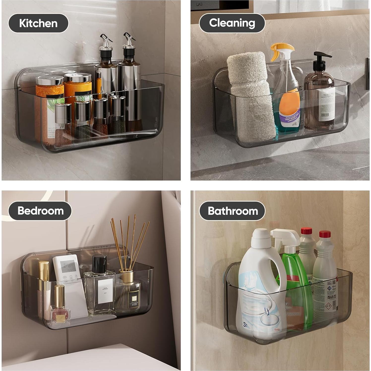 Caddy de Ducha Plaitaoai Acrílico Gris Organizador 6 Piezas