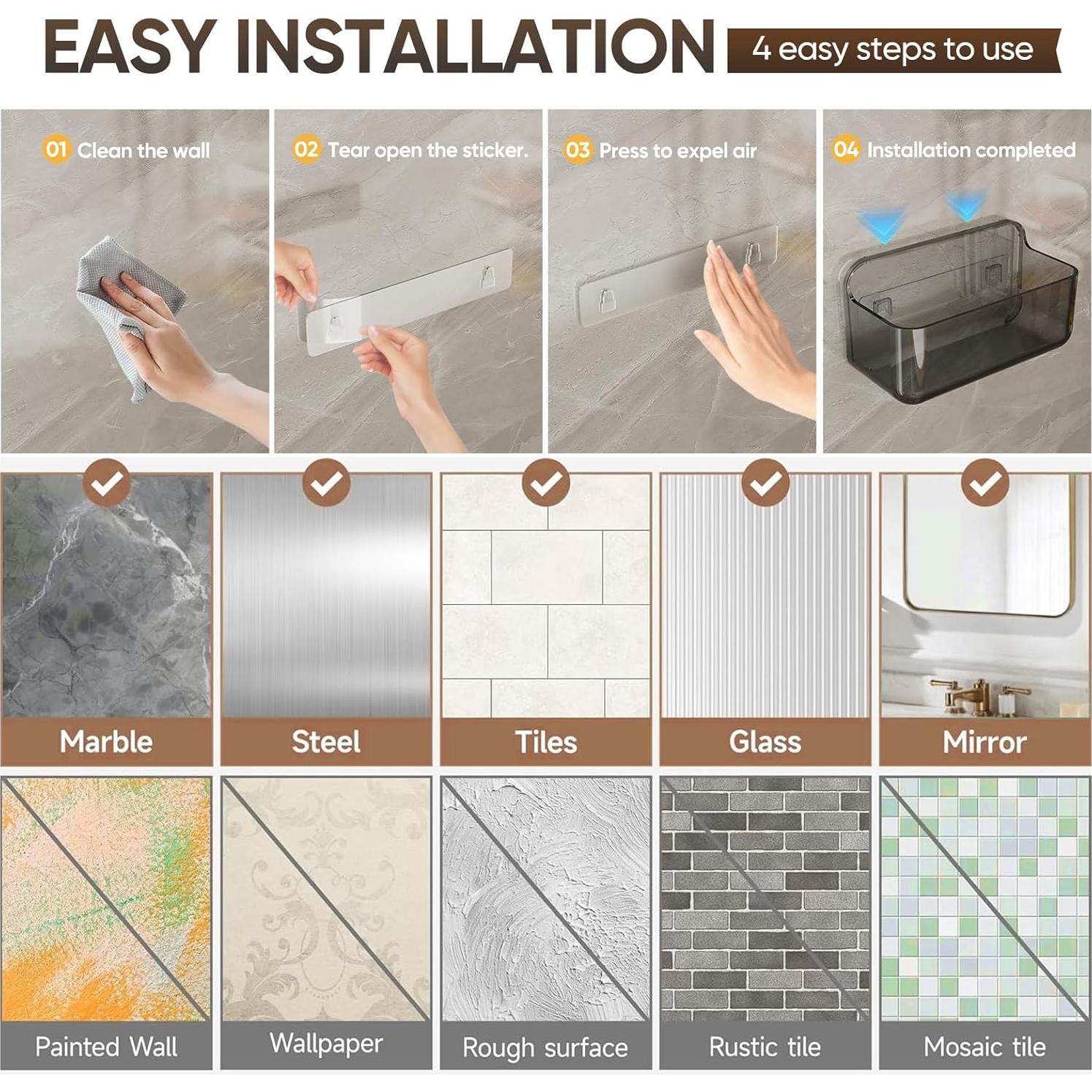 Caddy de Ducha Plaitaoai Acrílico Gris Organizador 6 Piezas