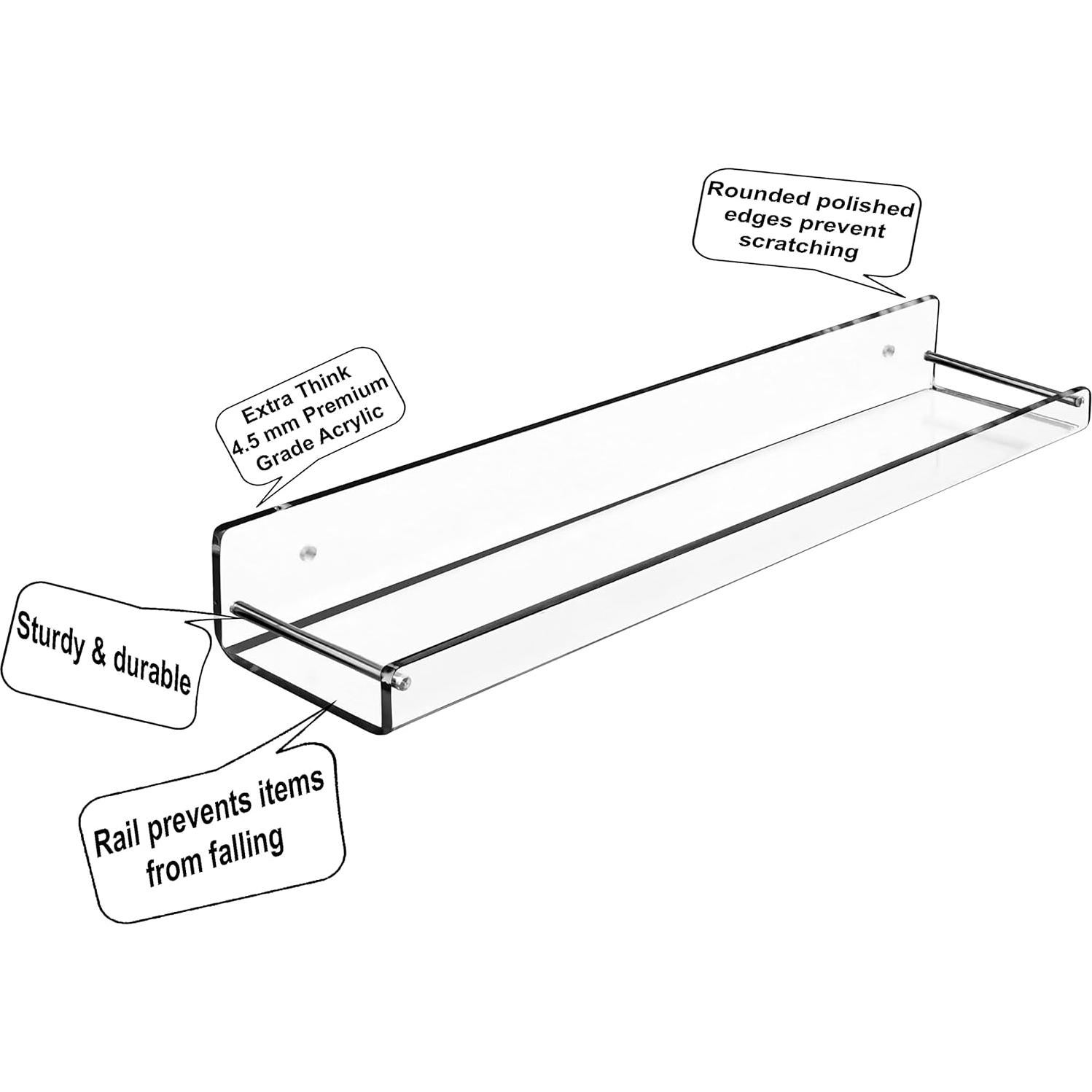 Estantes Flotantes de Acrílico AMT, 38.1x8.3 cm, 3 Unidades