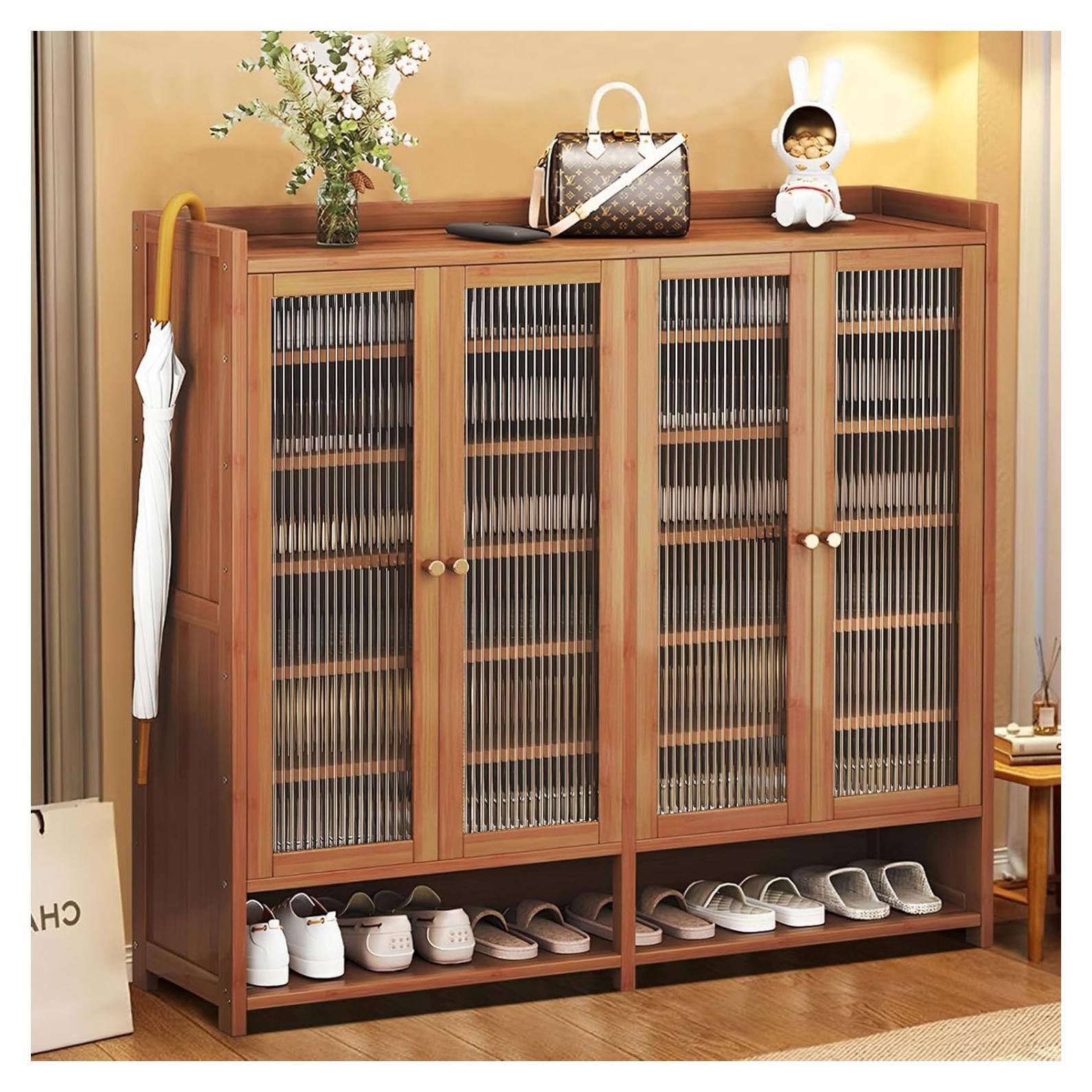 Armario para zapatos de bambú BVOUVOI 8 niveles 120x35x107 cm