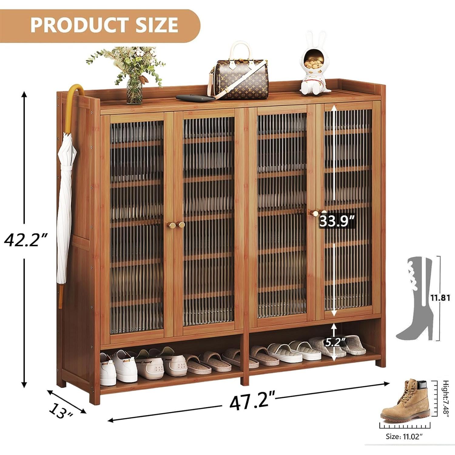 Armario para zapatos de bambú BVOUVOI 8 niveles 120x35x107 cm