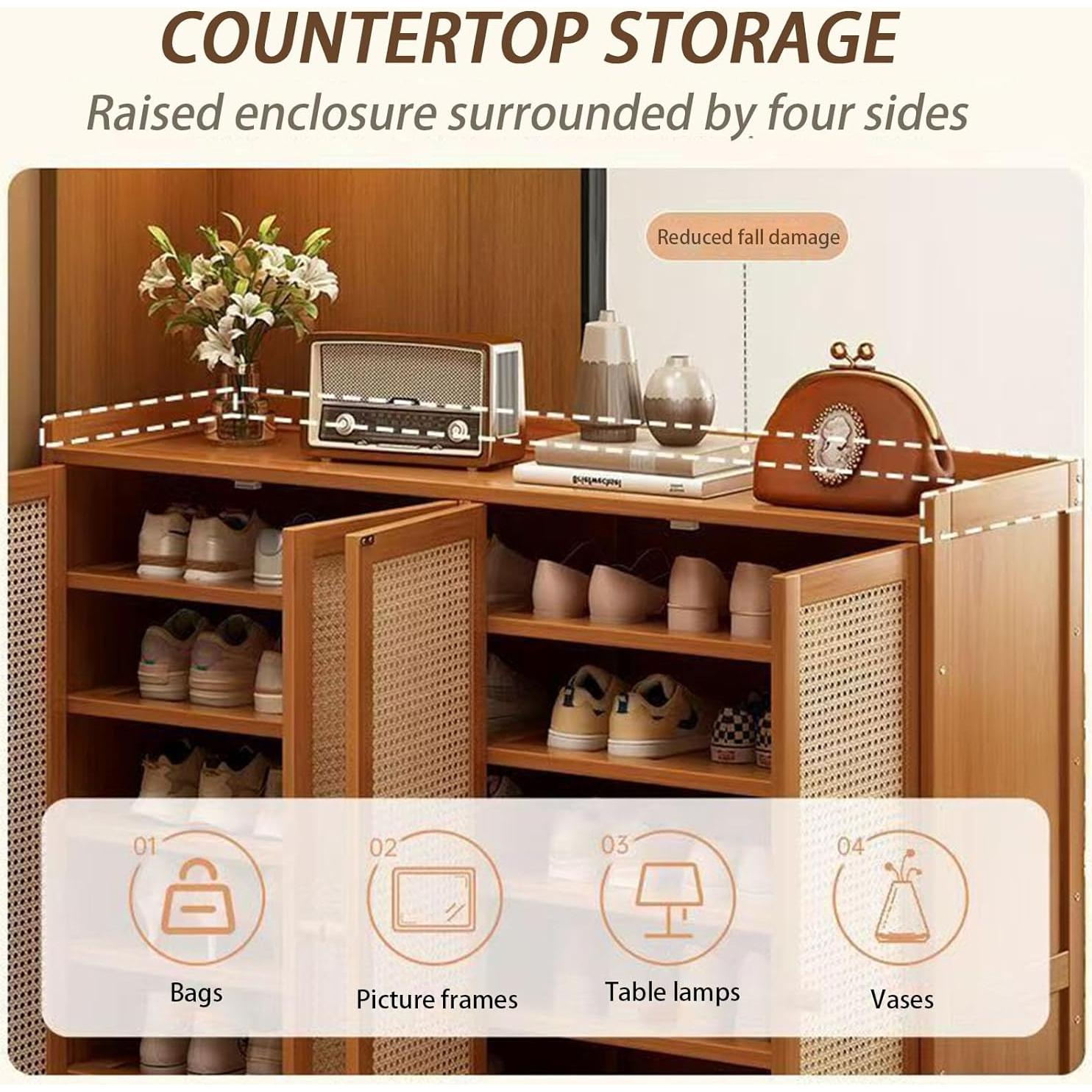 Armario para zapatos de bambú BVOUVOI 8 niveles 120x35x107 cm