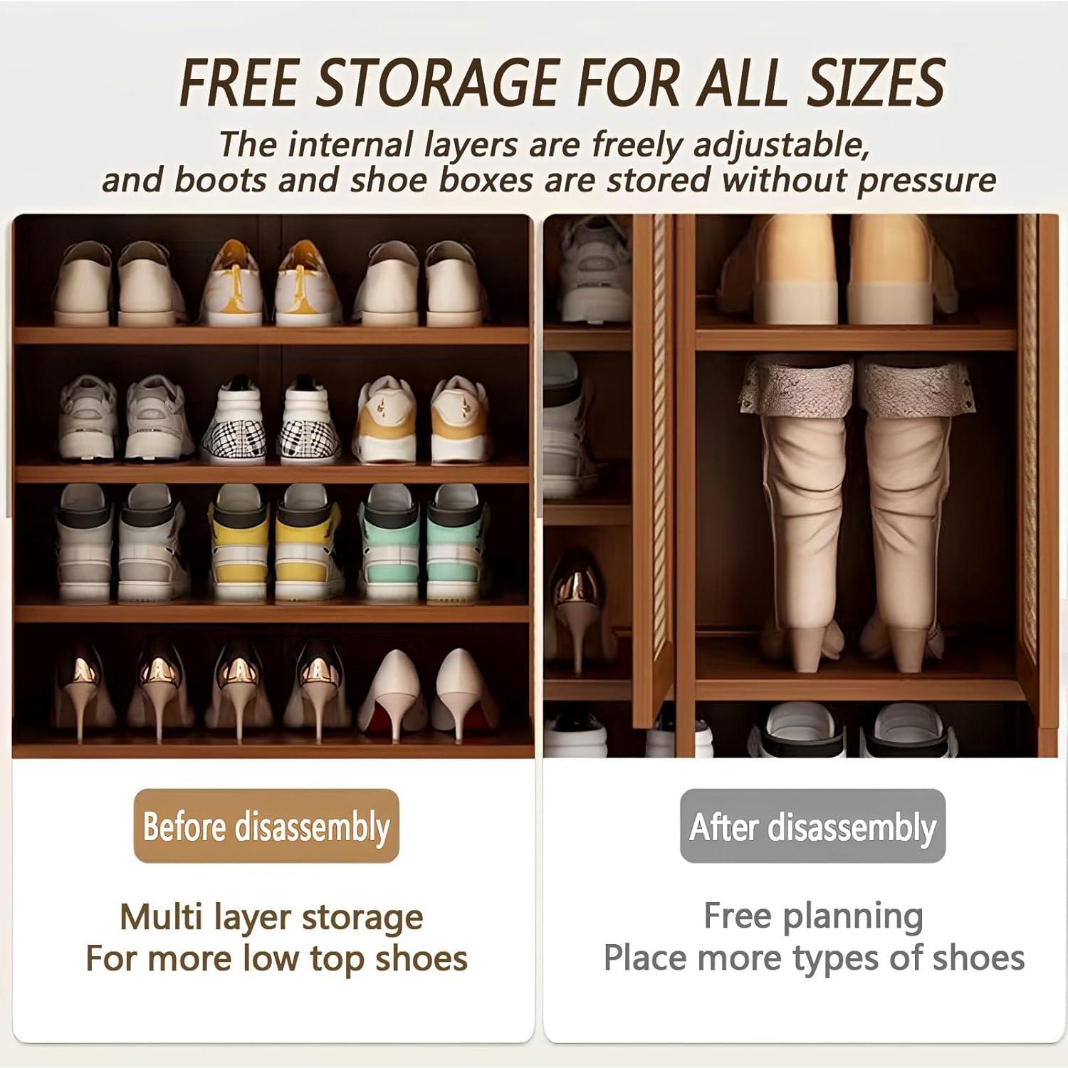 Armario para zapatos de bambú BVOUVOI 8 niveles 120x35x107 cm