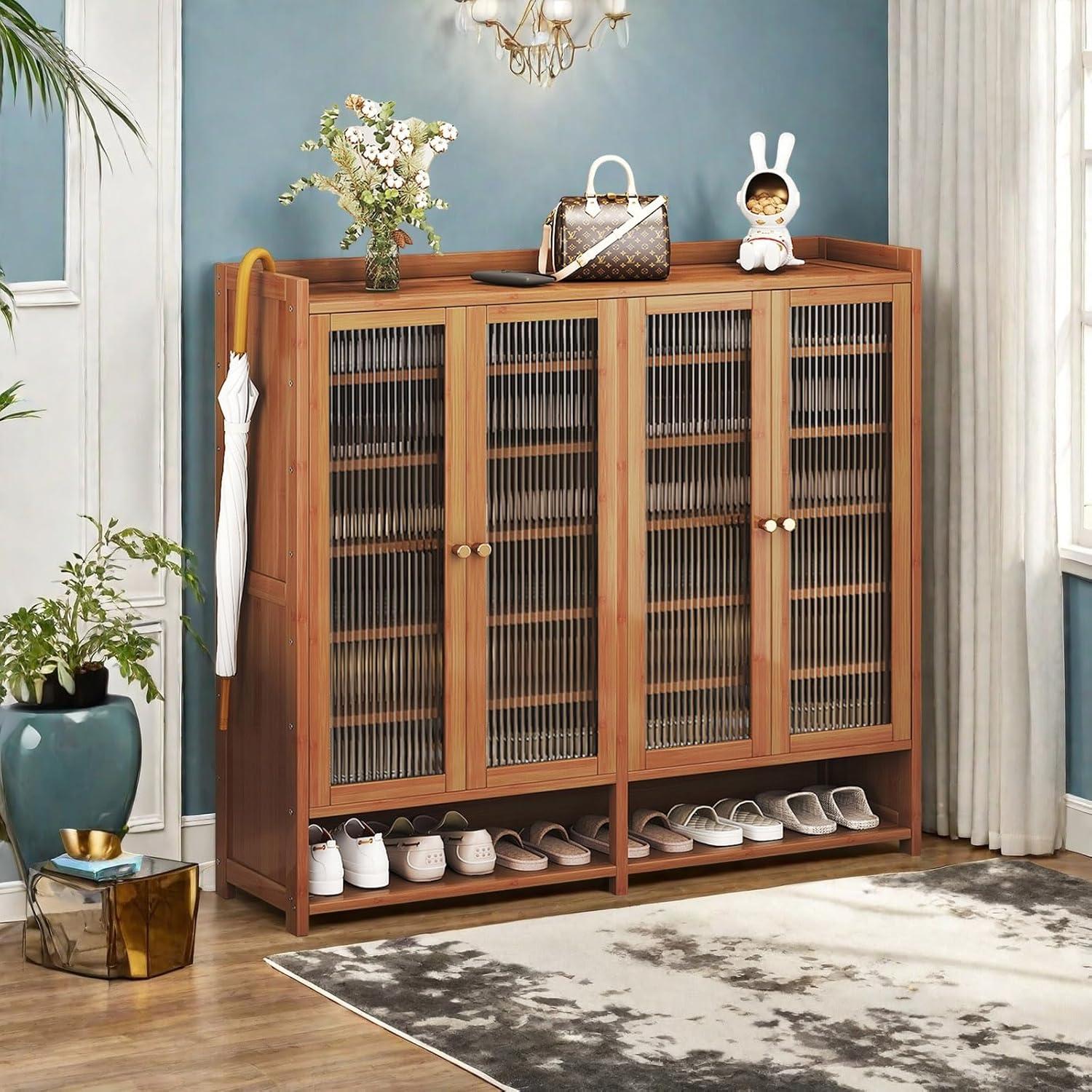 Armario para zapatos de bambú BVOUVOI 8 niveles 120x35x107 cm
