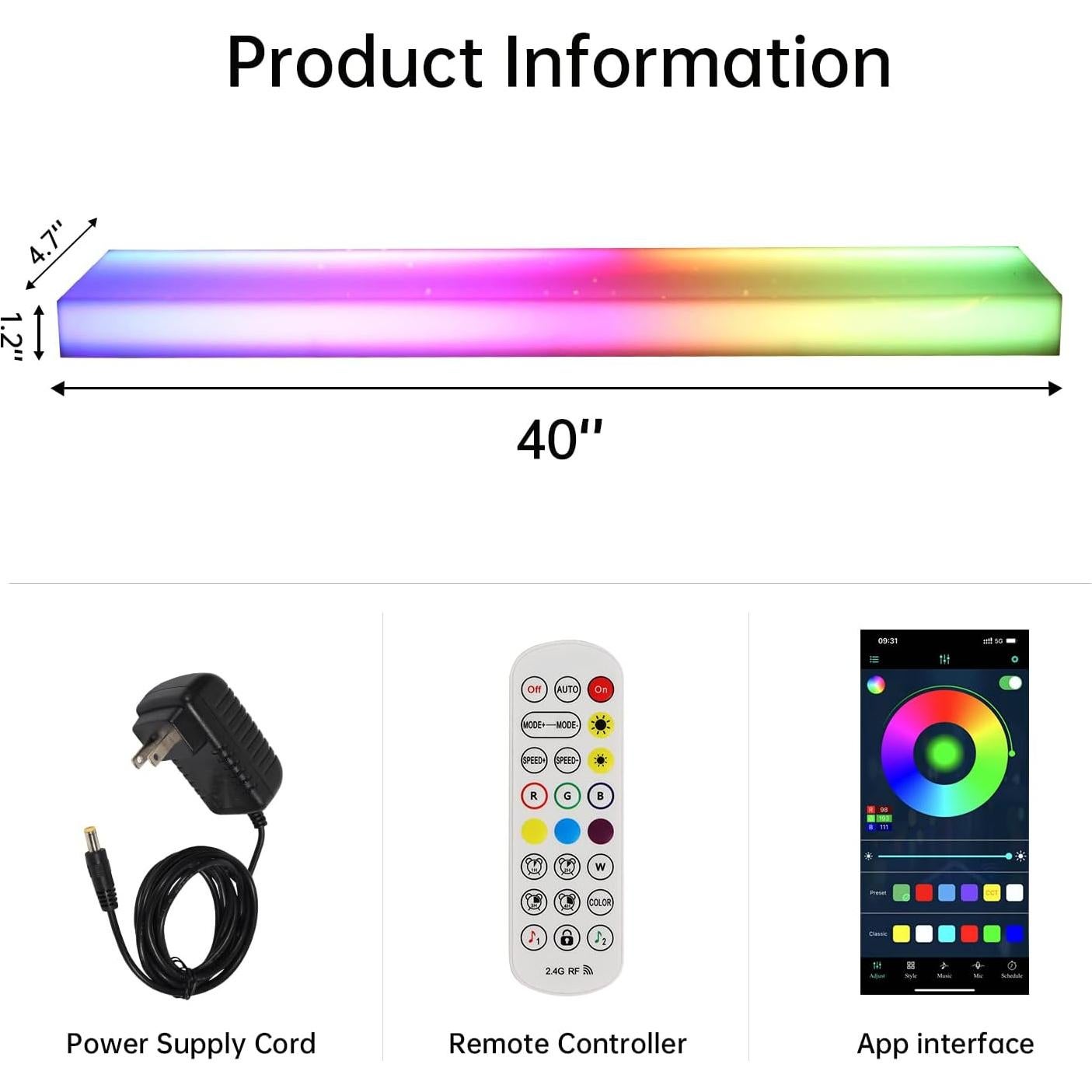 Estante LED flotante Cimcame 40" para botellas - Juego de 2