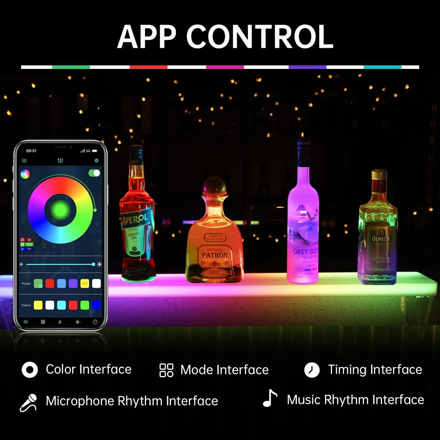 Estante LED flotante Cimcame 40" para botellas - Juego de 2