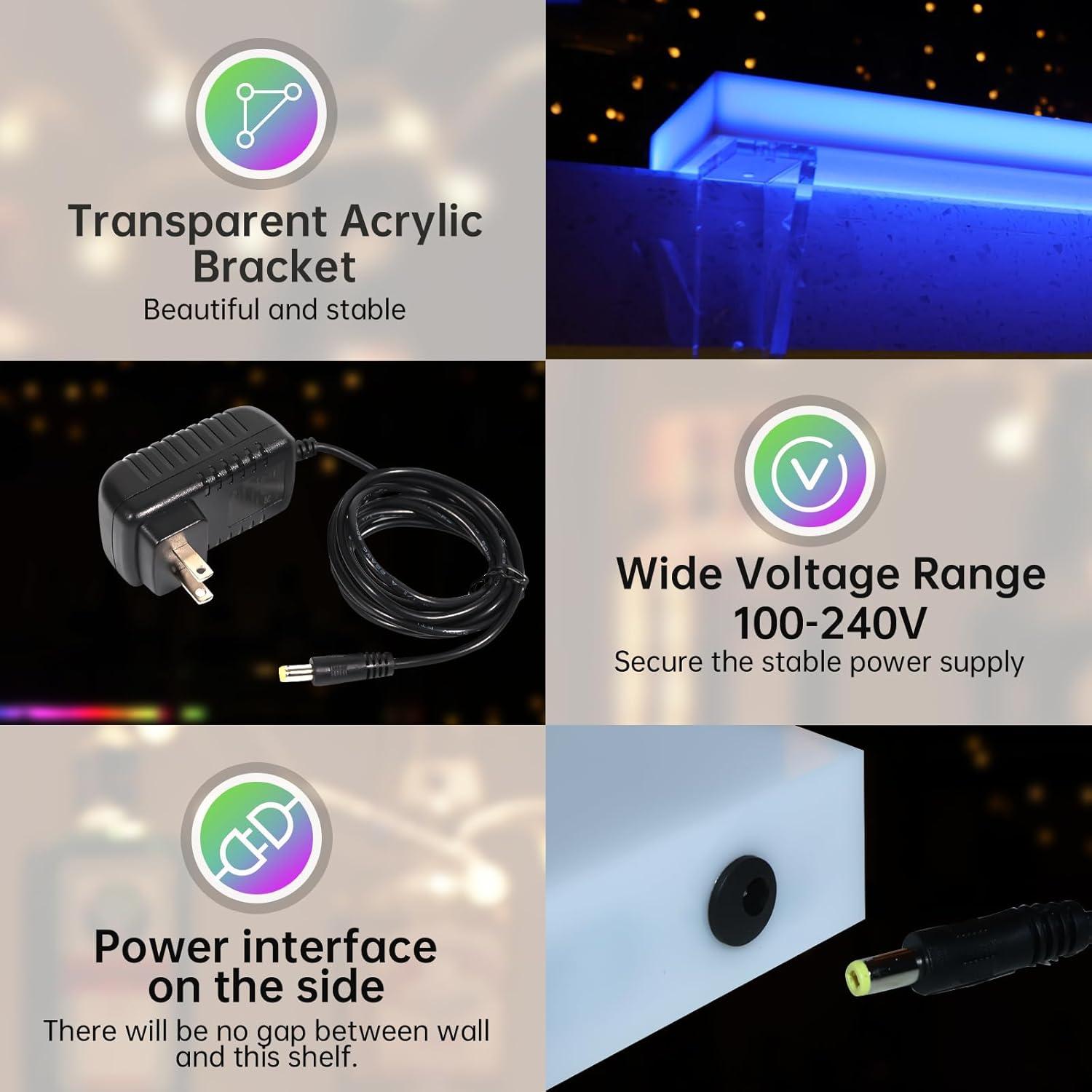 Estante LED flotante Cimcame 40" para botellas - Juego de 2