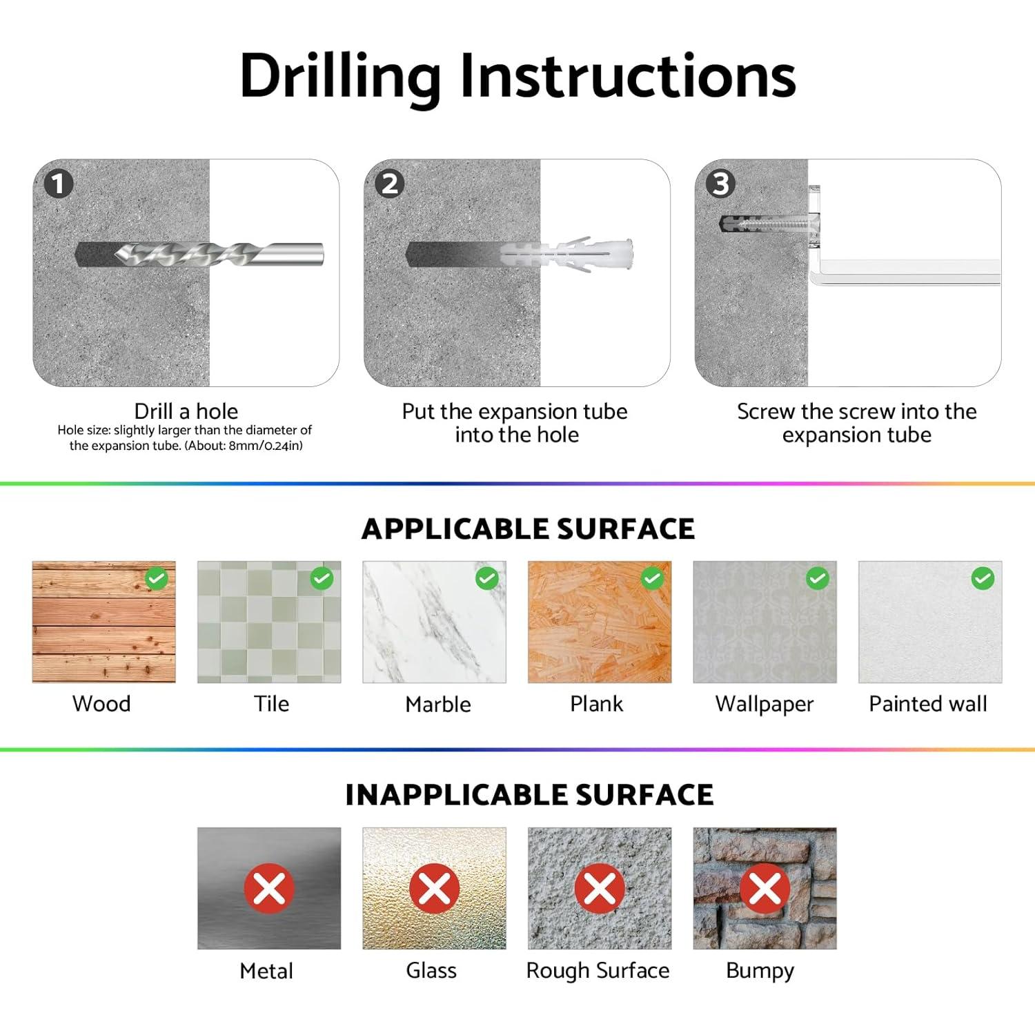 Estantes de baño HIIMIEI flotantes blancos 3 en 1 con barra