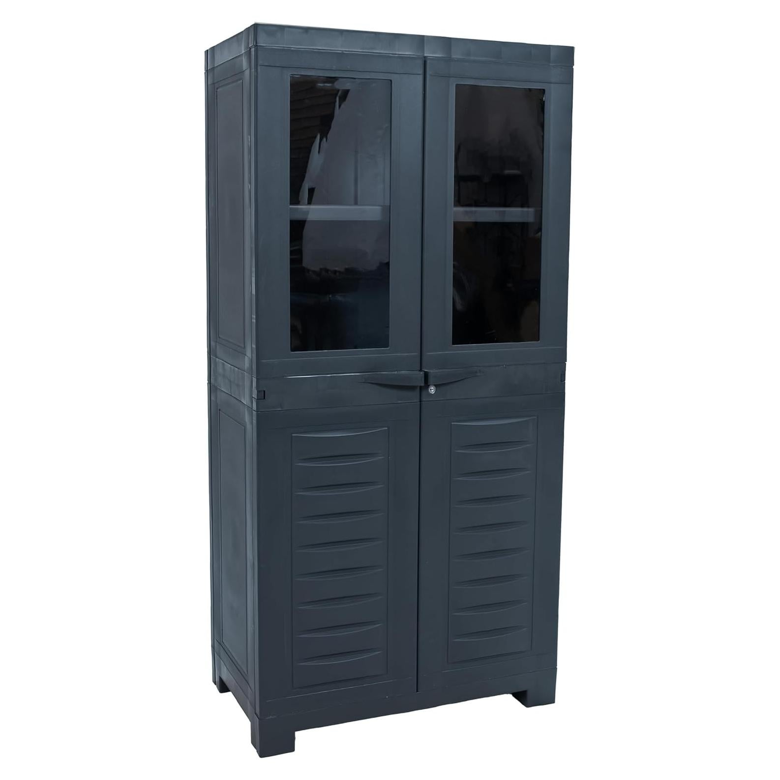 Armario de Almacenamiento Sunnydaze 123 cm con 2 Puertas de Vidrio