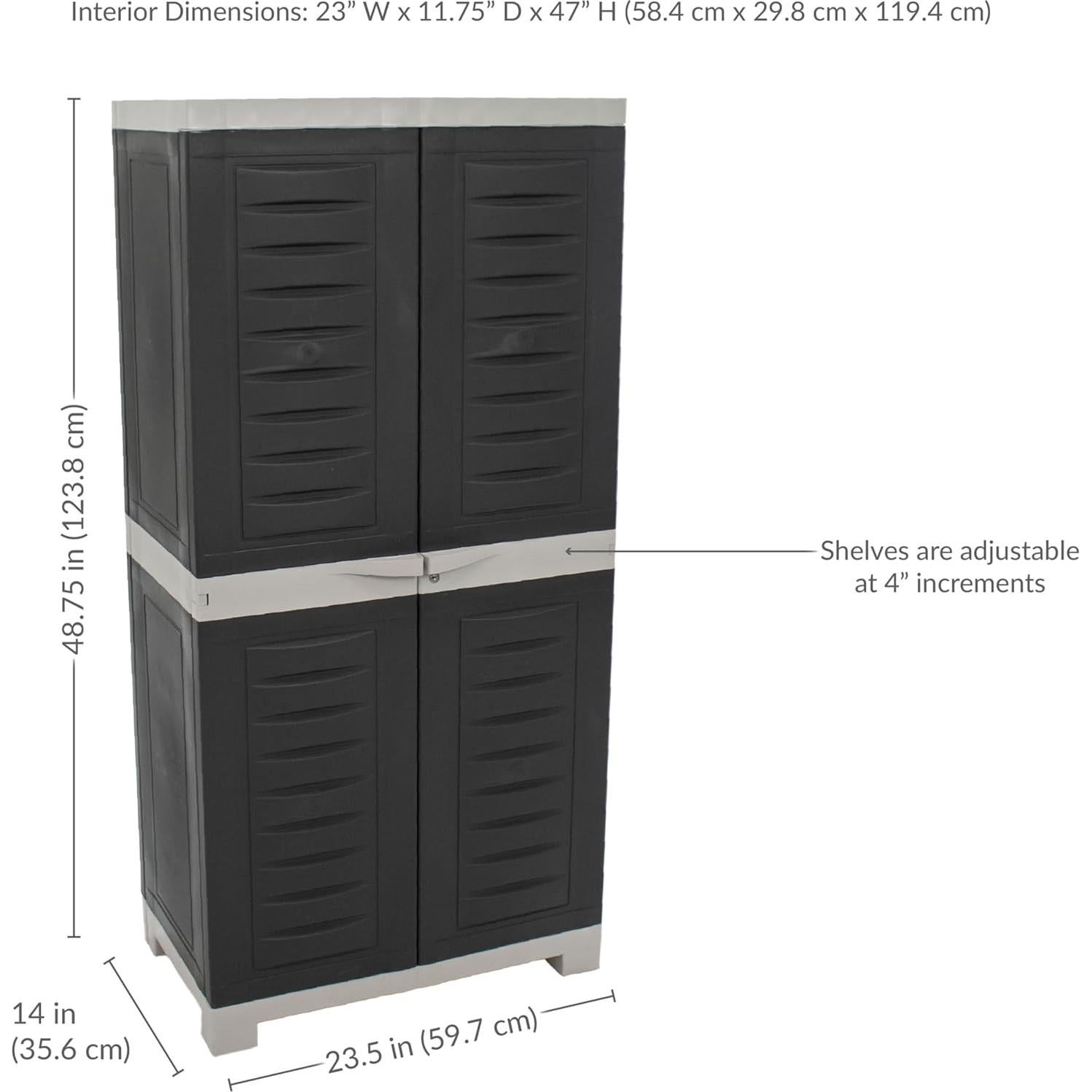 Armario de Almacenamiento Sunnydaze 123 cm con 2 Puertas de Vidrio