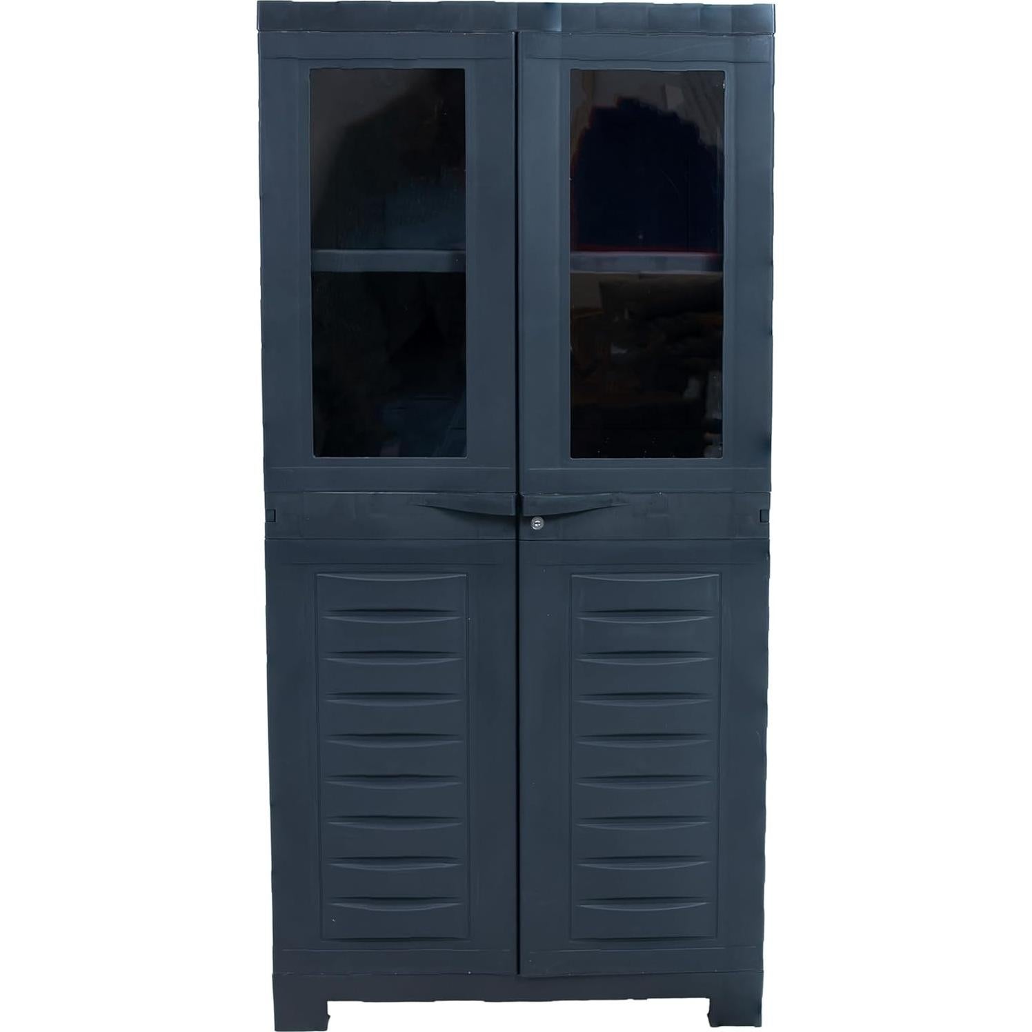 Armario de Almacenamiento Sunnydaze 123 cm con 2 Puertas de Vidrio