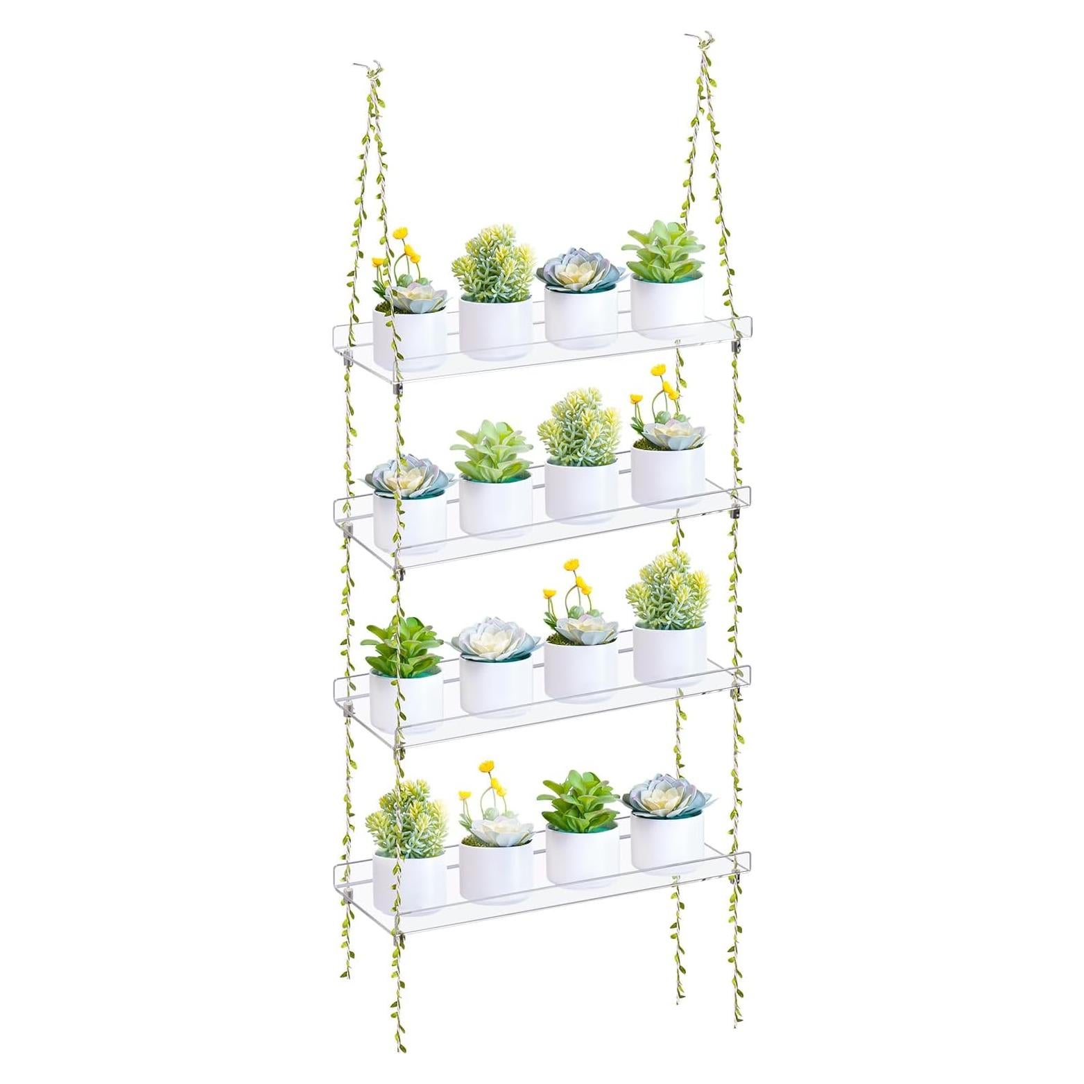 Estante Colgante Sumerflos 4 Niveles Acrílico Claro para Plantas