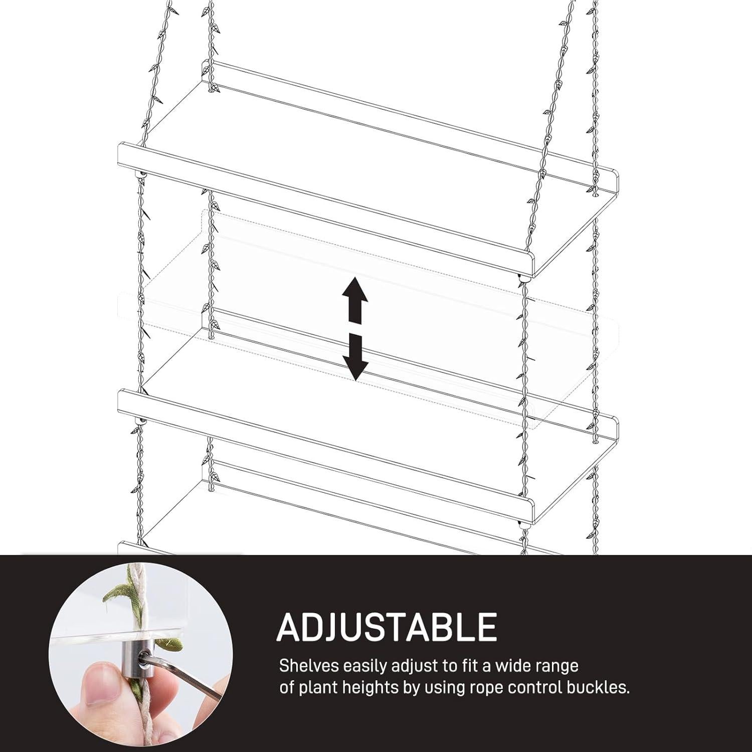Estante Colgante Sumerflos 4 Niveles Acrílico Claro para Plantas