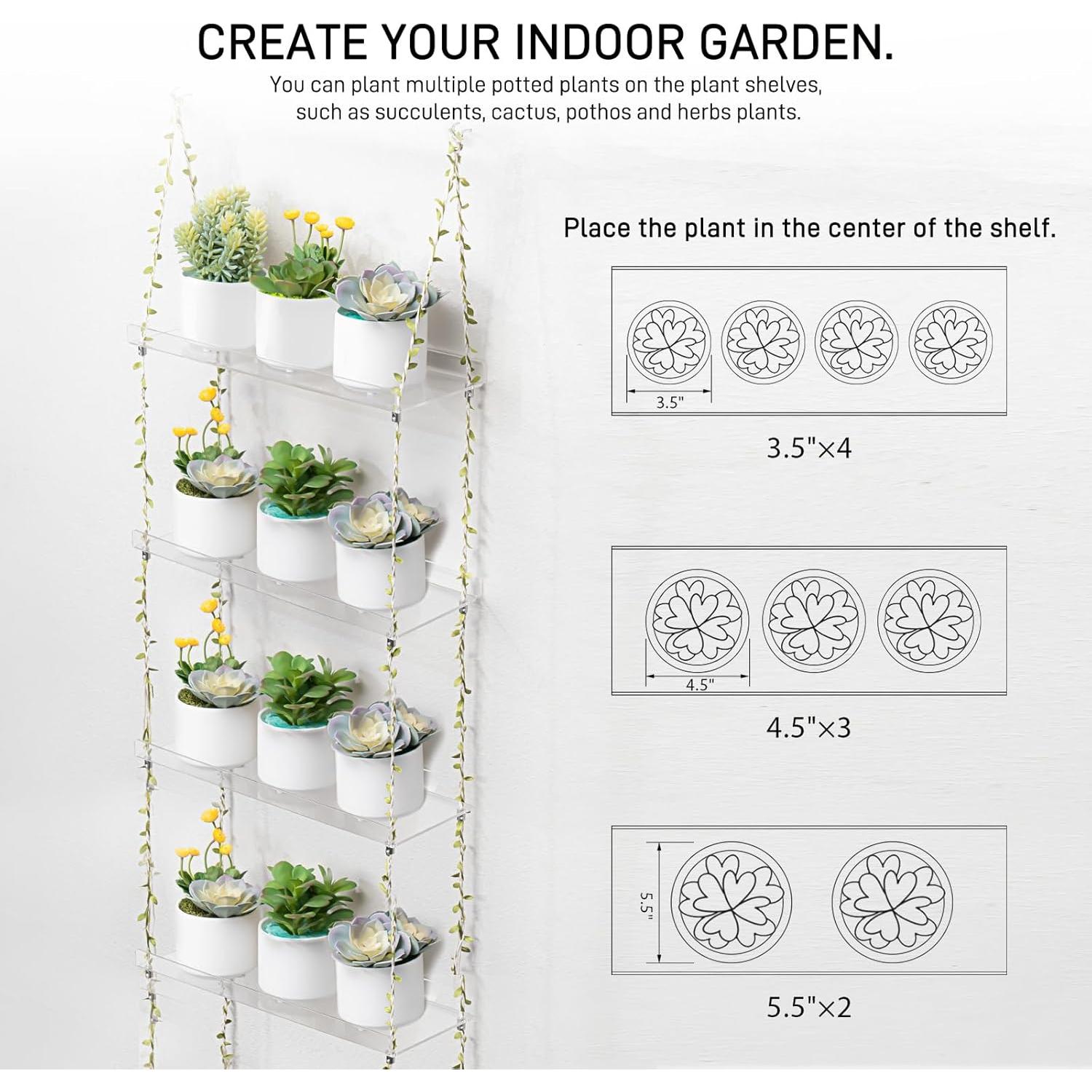 Estante Colgante Sumerflos 4 Niveles Acrílico Claro para Plantas
