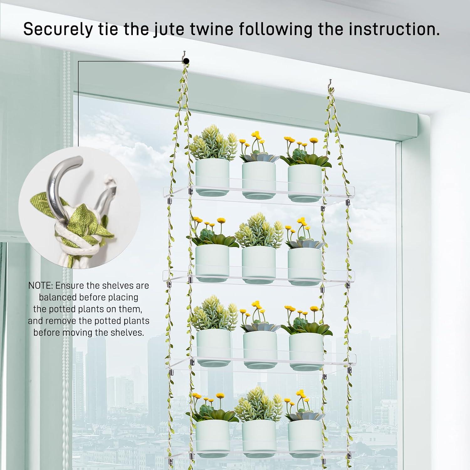 Estante Colgante Sumerflos 4 Niveles Acrílico Claro para Plantas