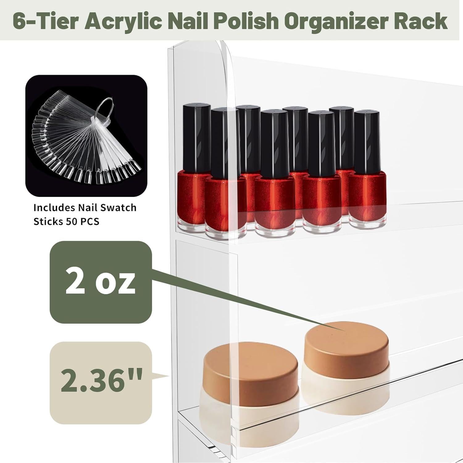 Estante Acrílico para Esmalte de Uñas Nalwort 6 Niveles