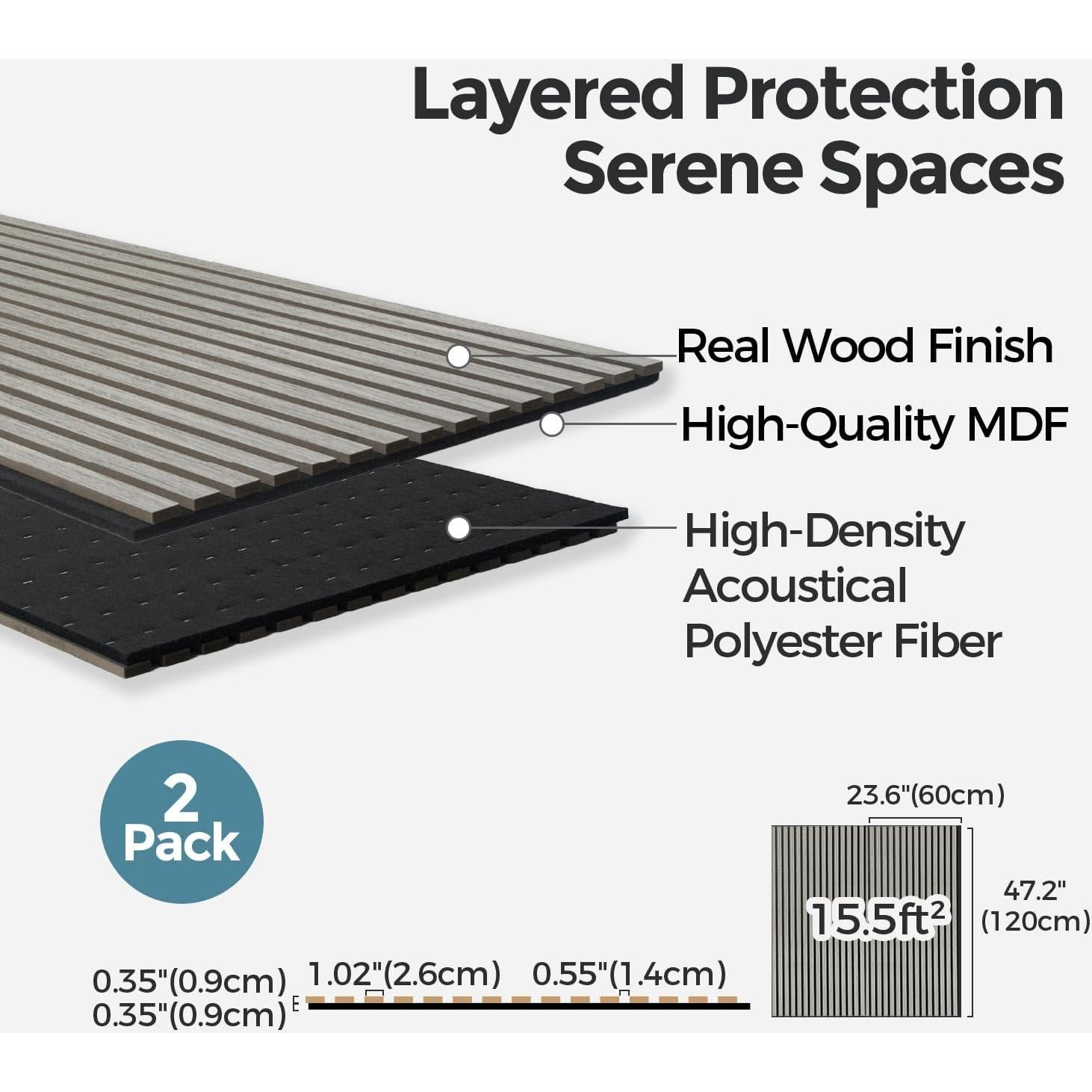 Paneles Acústicos de Madera AKUMAX Siner Oak - 2 Piezas 61x122 cm