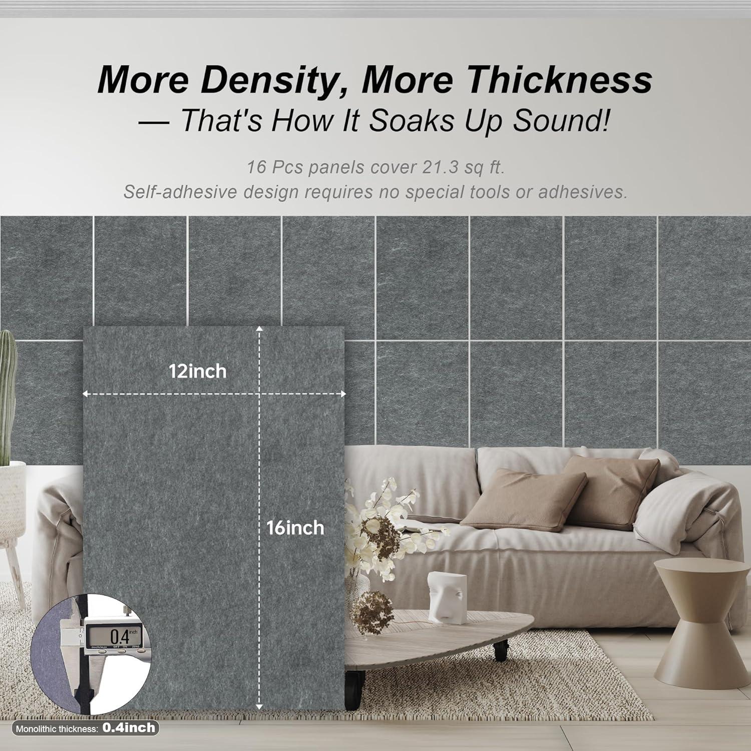 Paneles Acústicos Woven Sound 16 Piezas 40.64x30.48 cm Gris Luna