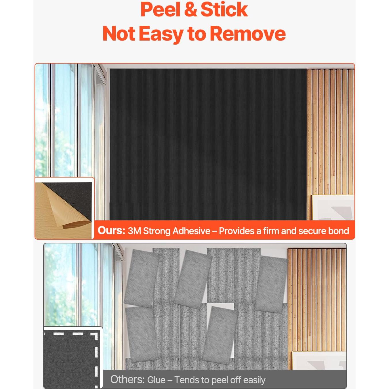 Paneles Acústicos VEVOR 5 Piezas 120x60 cm Negro Autoadhesivos