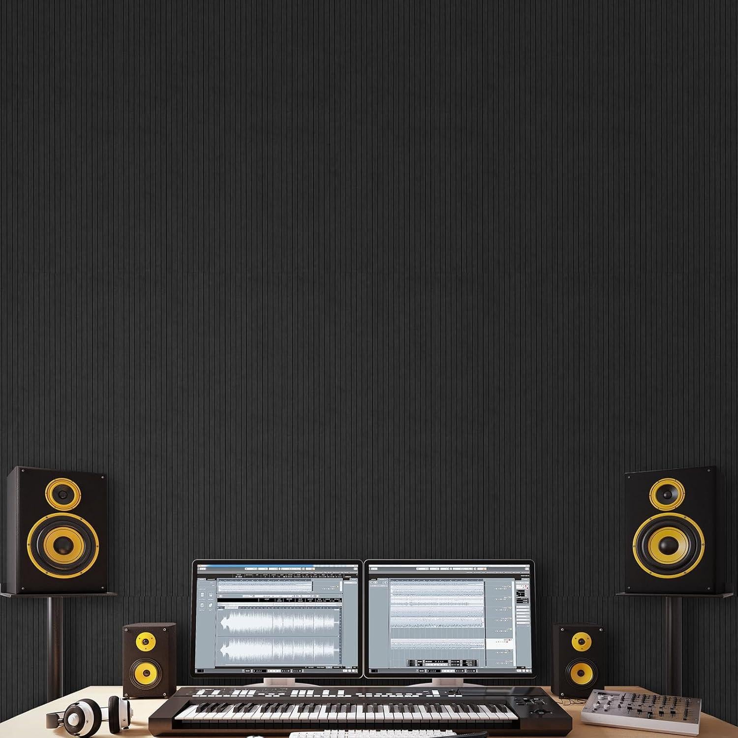 Paneles Acústicos VEVOR 5 Piezas 120x60 cm Negro Autoadhesivos