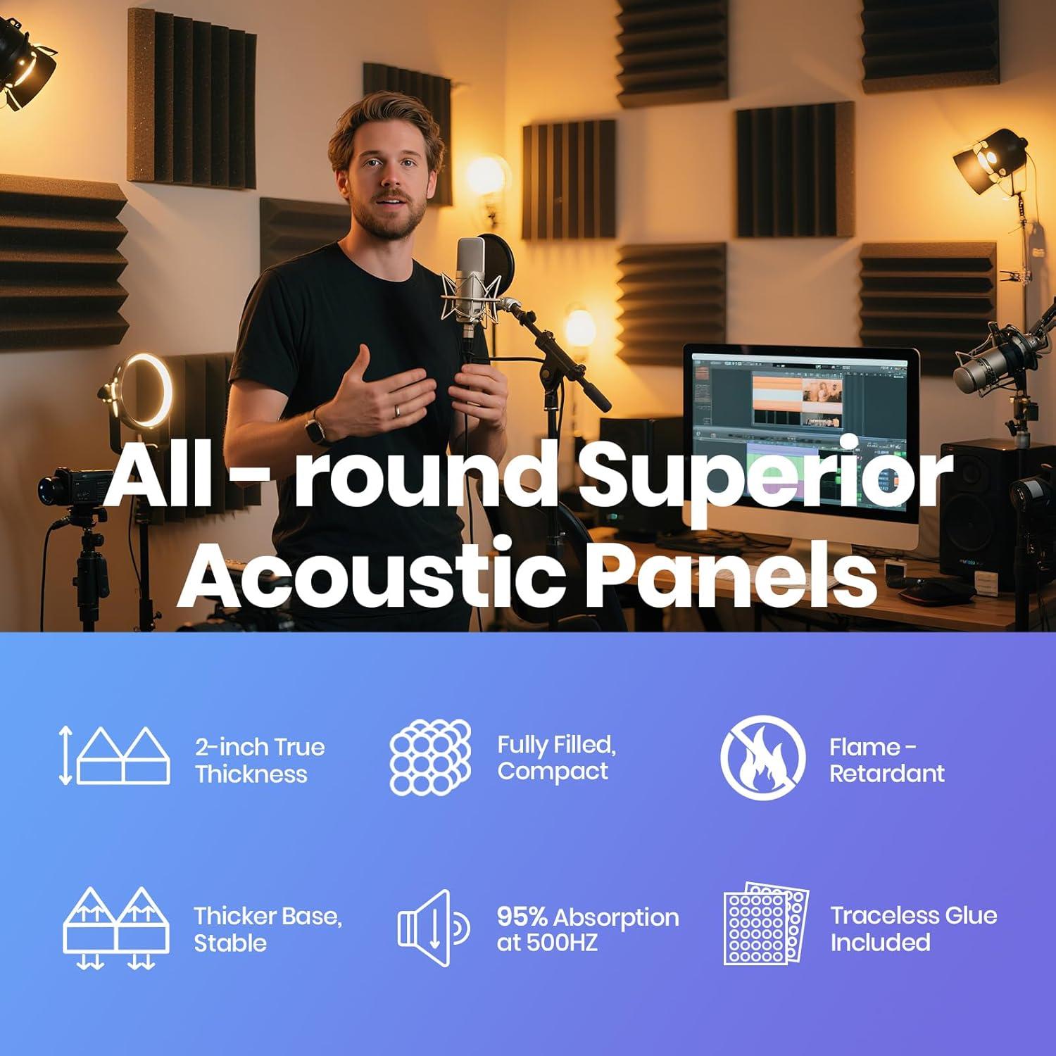 Paneles Acústicos de Espuma Focusound 16 Piezas 32.9x32.9cm