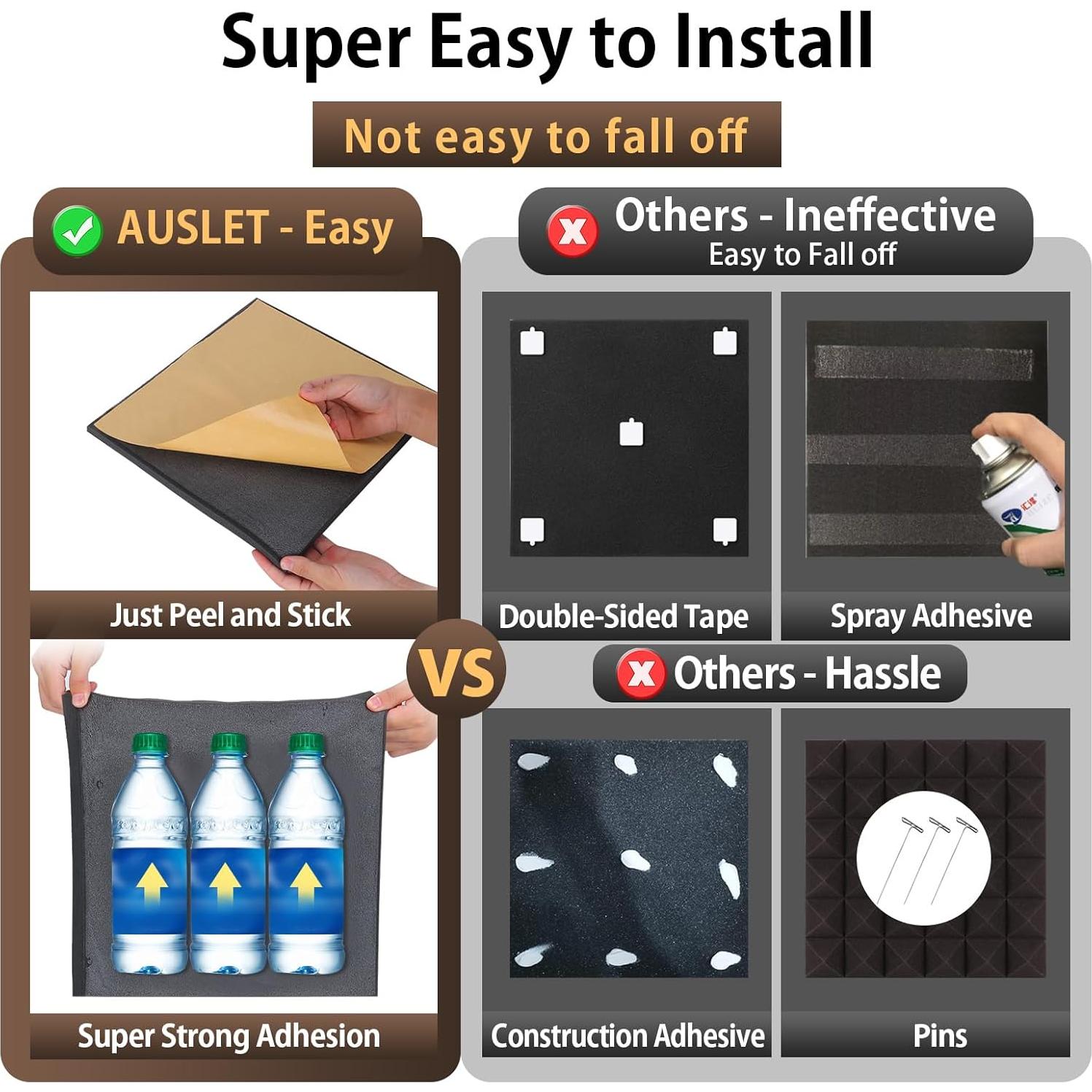 Paquete de 6 Paneles Acústicos Piramidales AUSLET 30x30 cm