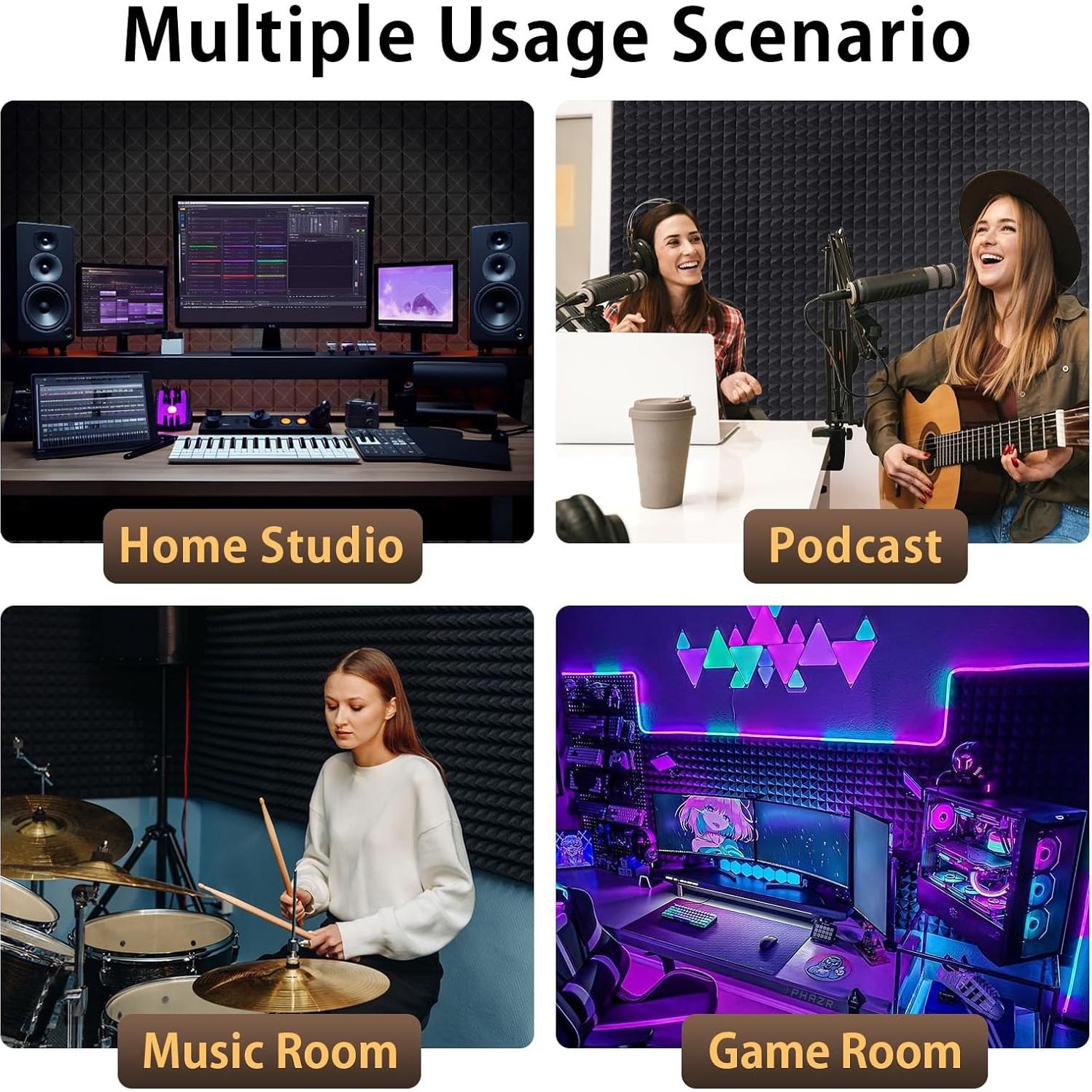 Paquete de 6 Paneles Acústicos Piramidales AUSLET 30x30 cm