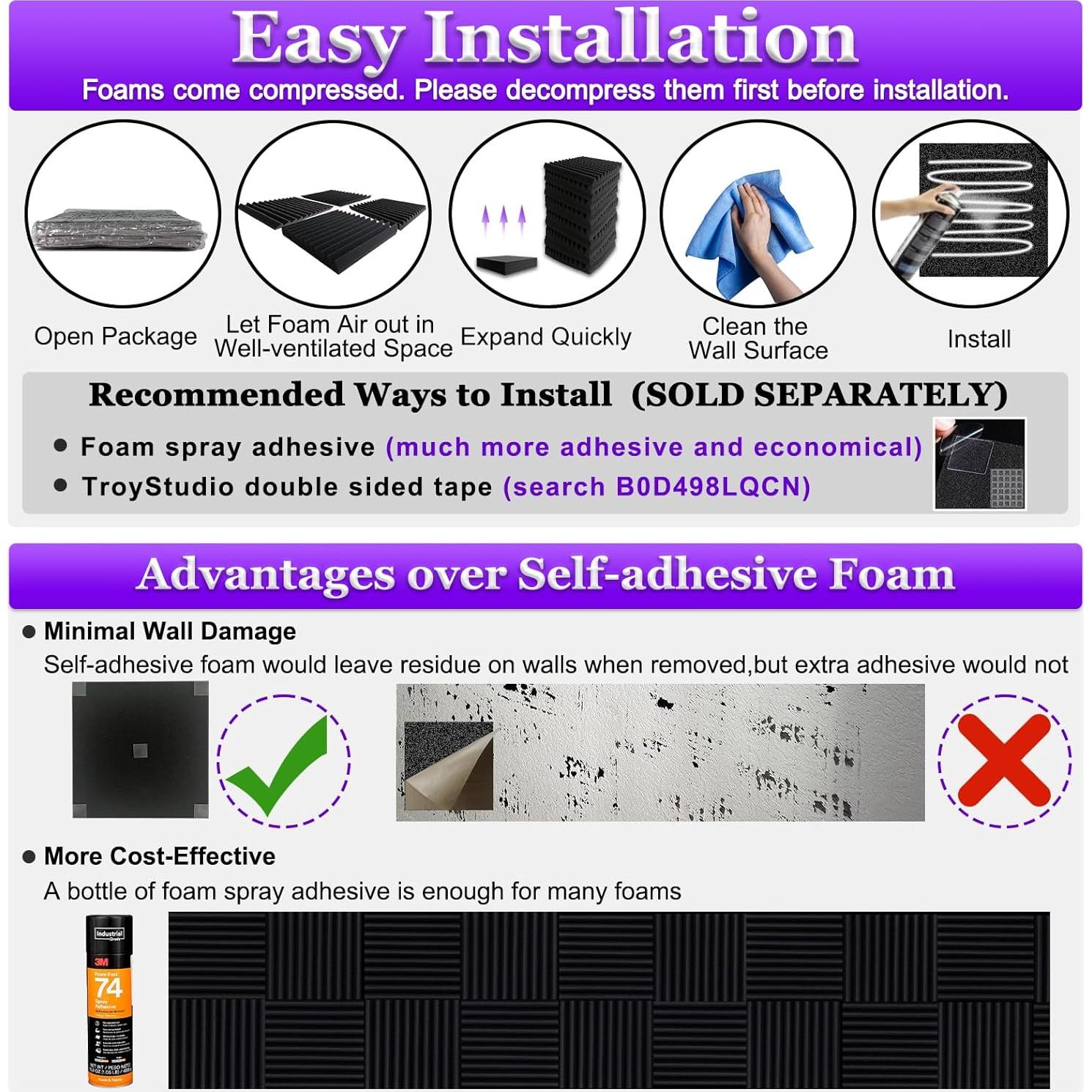 Paneles Acústicos TroyStudio 12 Pcs 30.48x30.48 cm Absorbentes