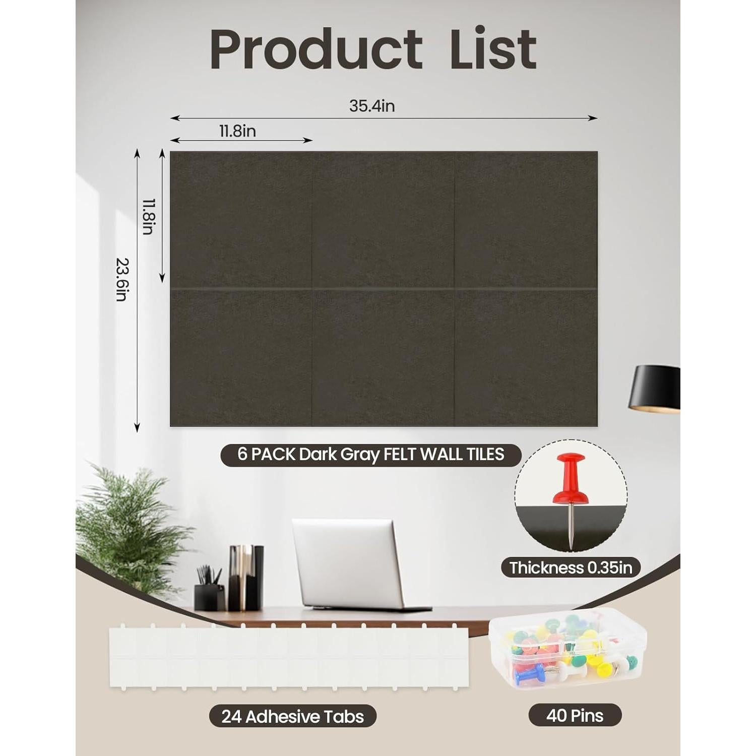 Tablero de Corcho Grande Aipiahio 91x61 cm Gris Oscuro