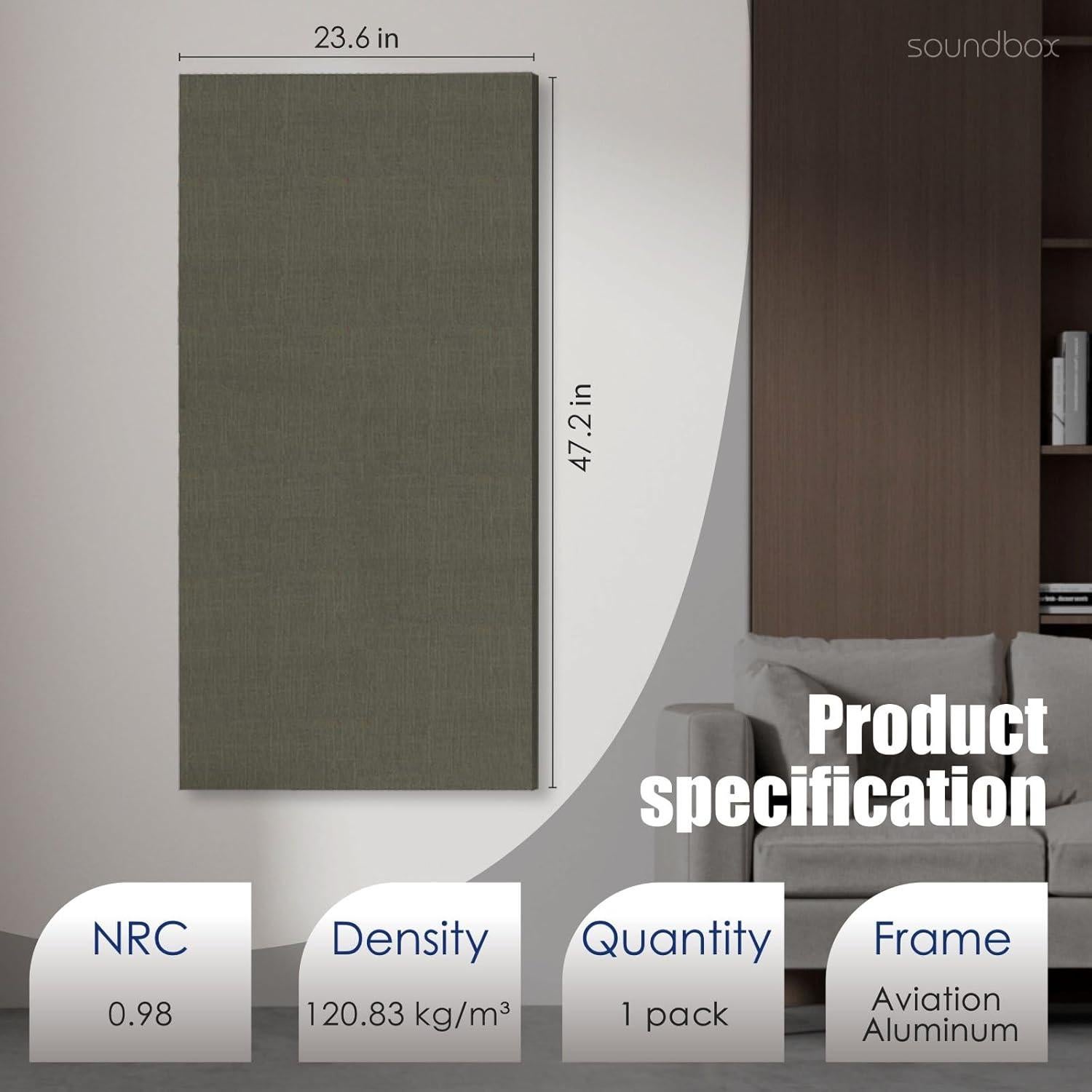 Panel Acústico Art Soundbox 60x120cm Gris - Reducción de Ruido