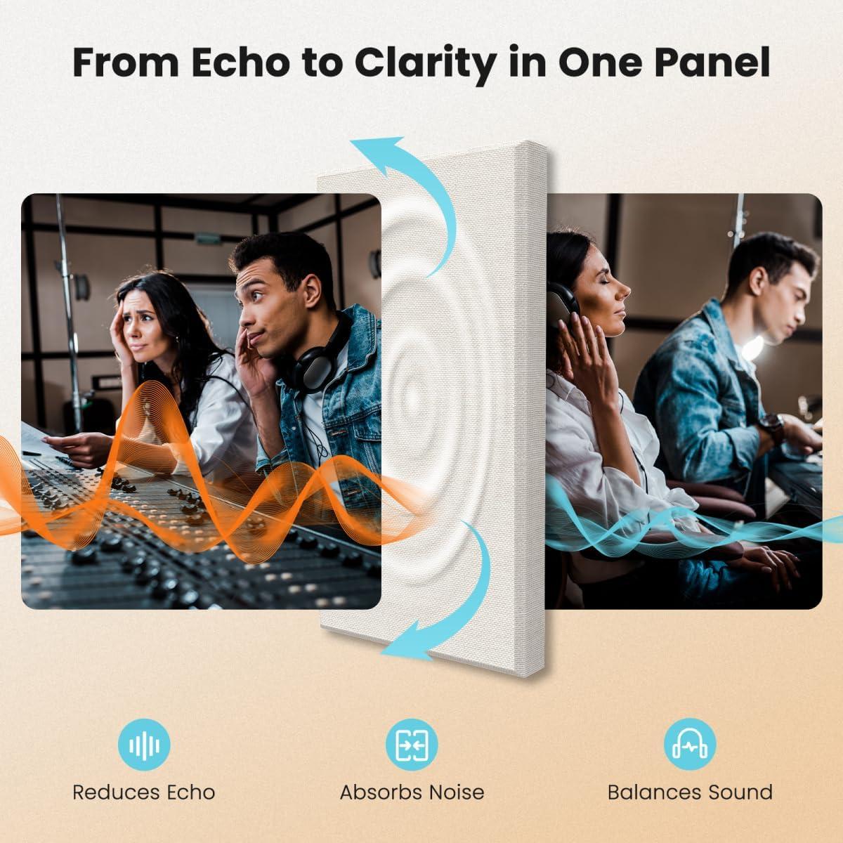 Paquete de 4 Paneles Acústicos JISUO 60x30cm Absorbentes Sonido Blanco
