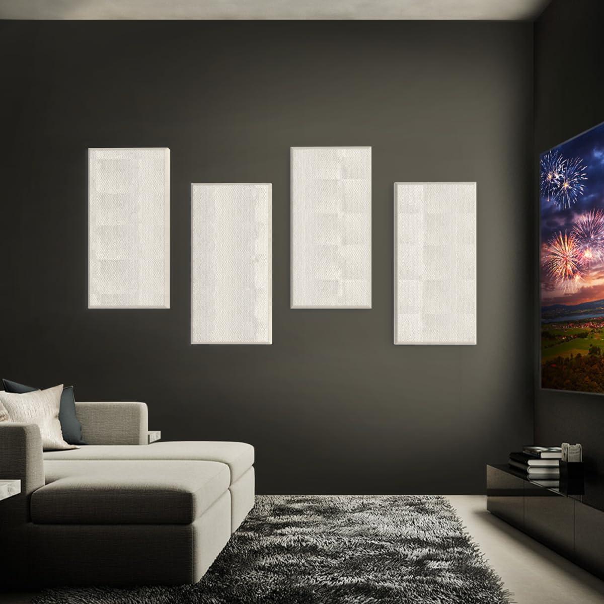 Paquete de 4 Paneles Acústicos JISUO 60x30cm Absorbentes Sonido Blanco