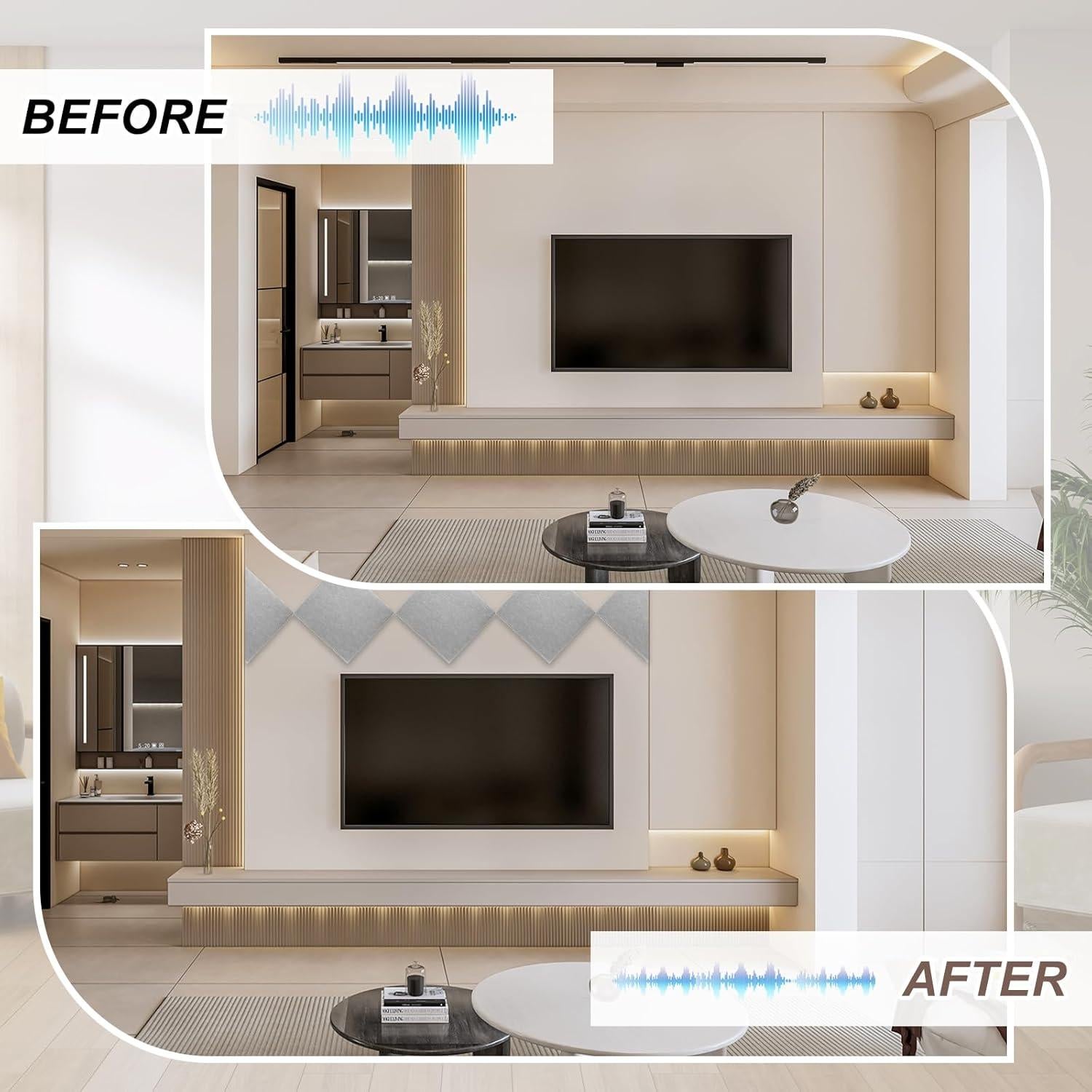 Paneles Acústicos Autoadhesivos HARFINGTON 18pcs 30x30cm Gris