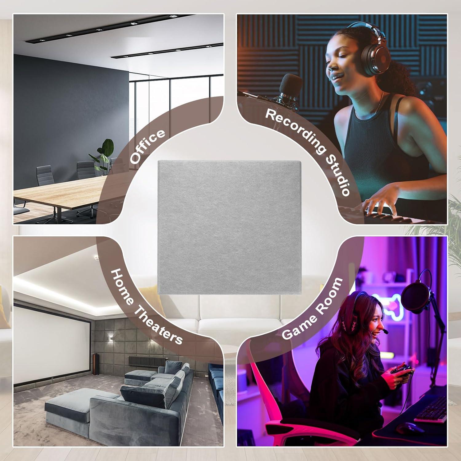 Paneles Acústicos Autoadhesivos HARFINGTON 18pcs 30x30cm Gris