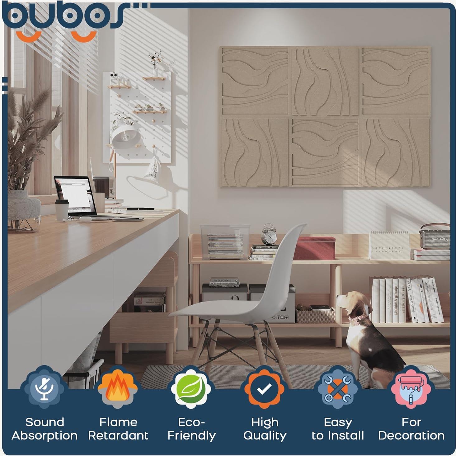 Paneles Acústicos BUBOS 60x60 cm Camello, Paquete de 6