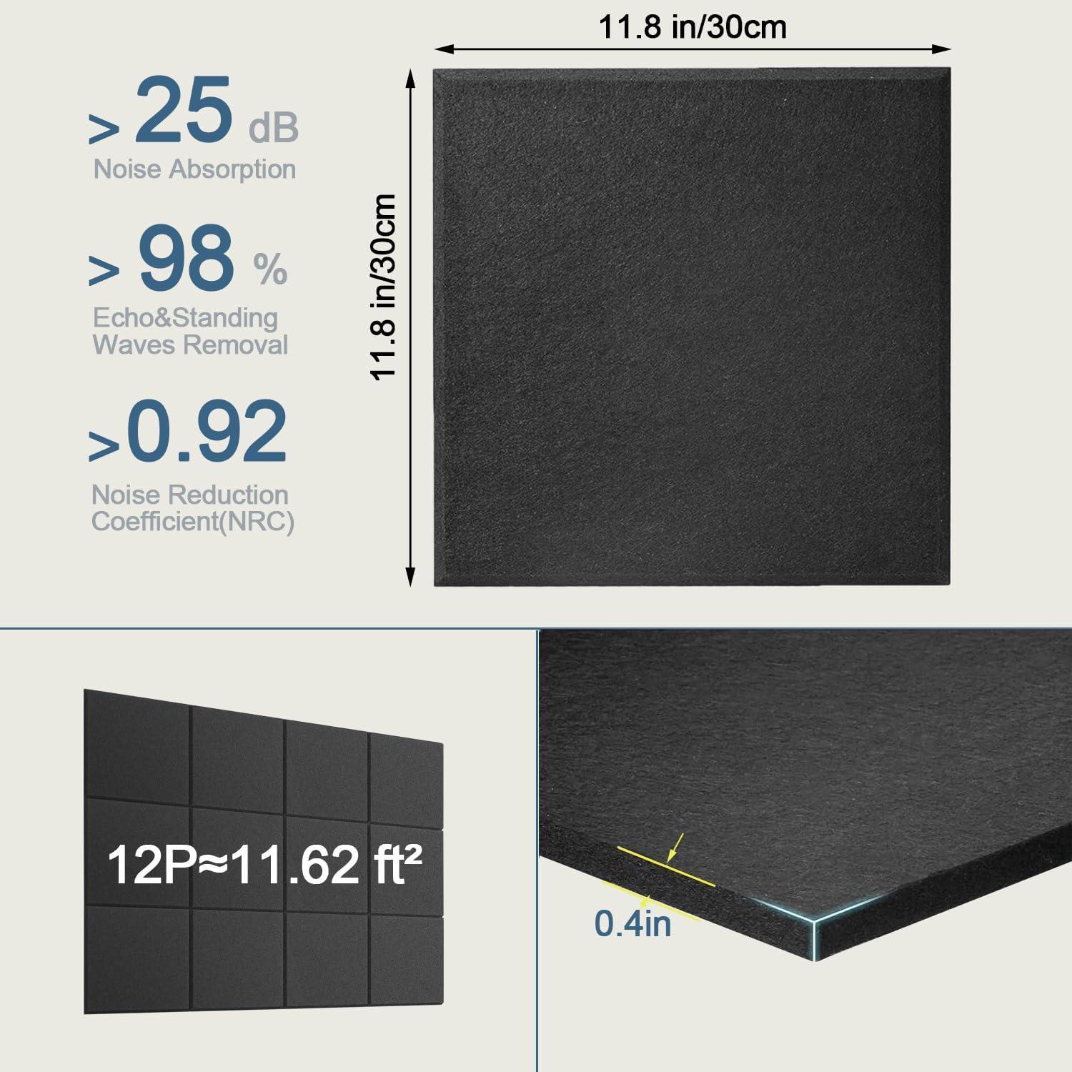 Paneles Acústicos Autoadhesivos 12 Piezas 30x30 cm Aislantes