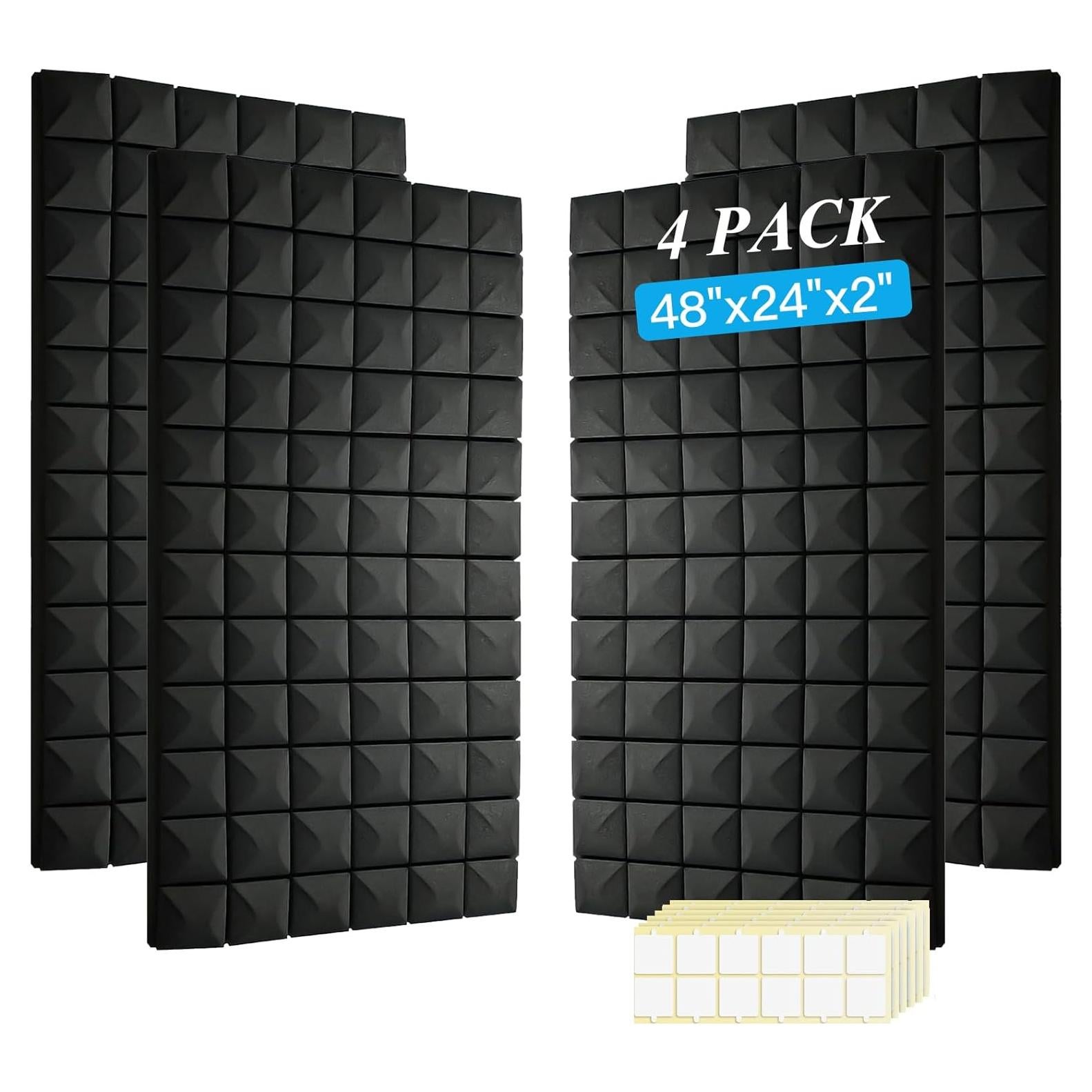 Paneles Acústicos de Espuma 4 Pcs 121.9x61cm Negro Aislantes