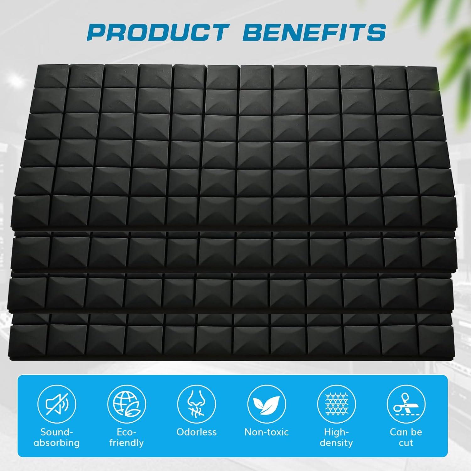 Paneles Acústicos de Espuma 4 Pcs 121.9x61cm Negro Aislantes